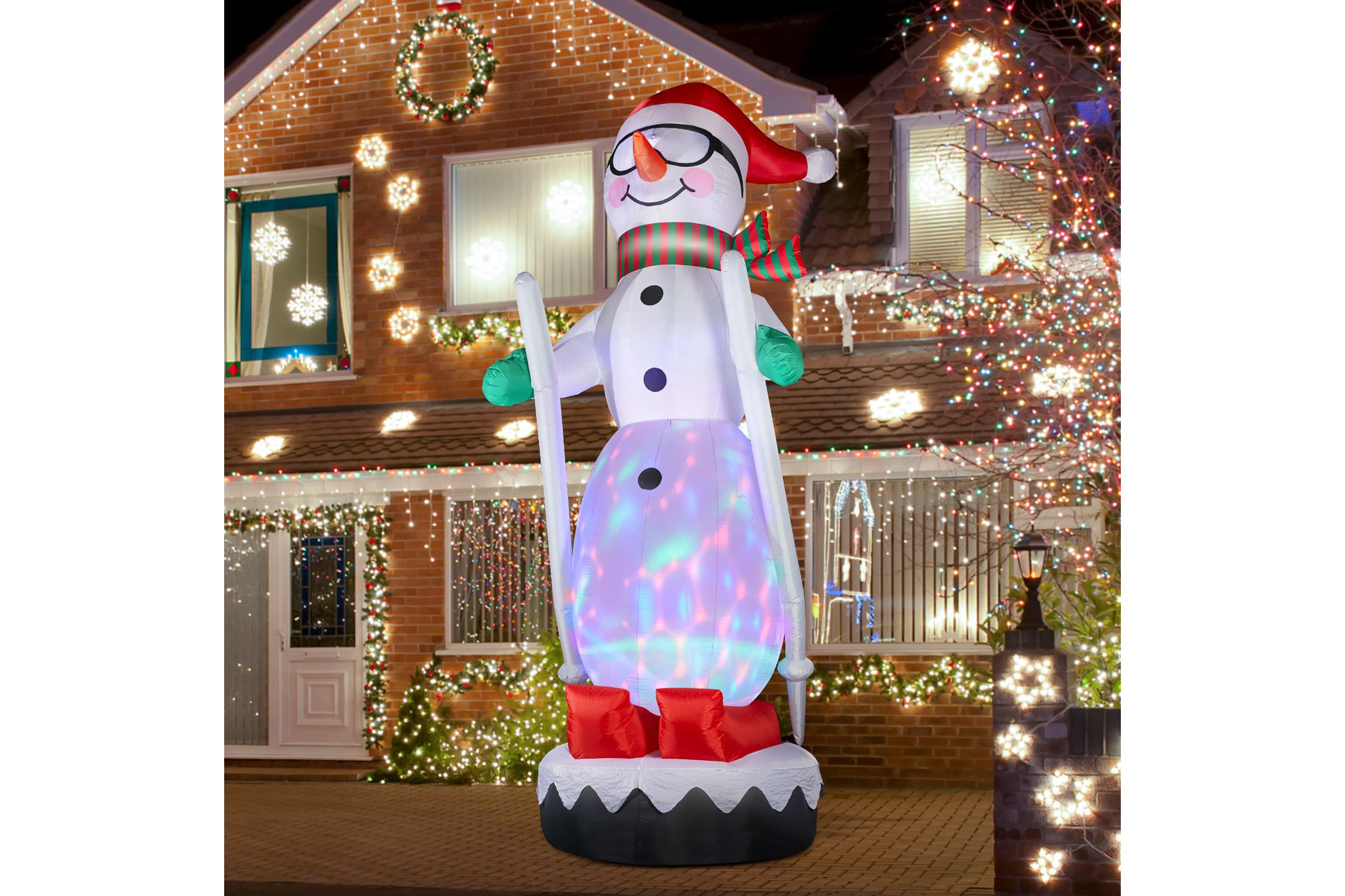 20FT Giant DISCO Lighted Inflatable Skiing Snowman