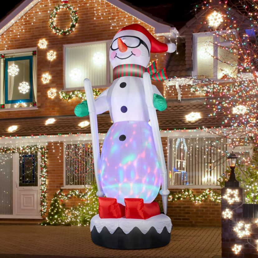 20FT Giant DISCO Lighted Inflatable Skiing Snowman