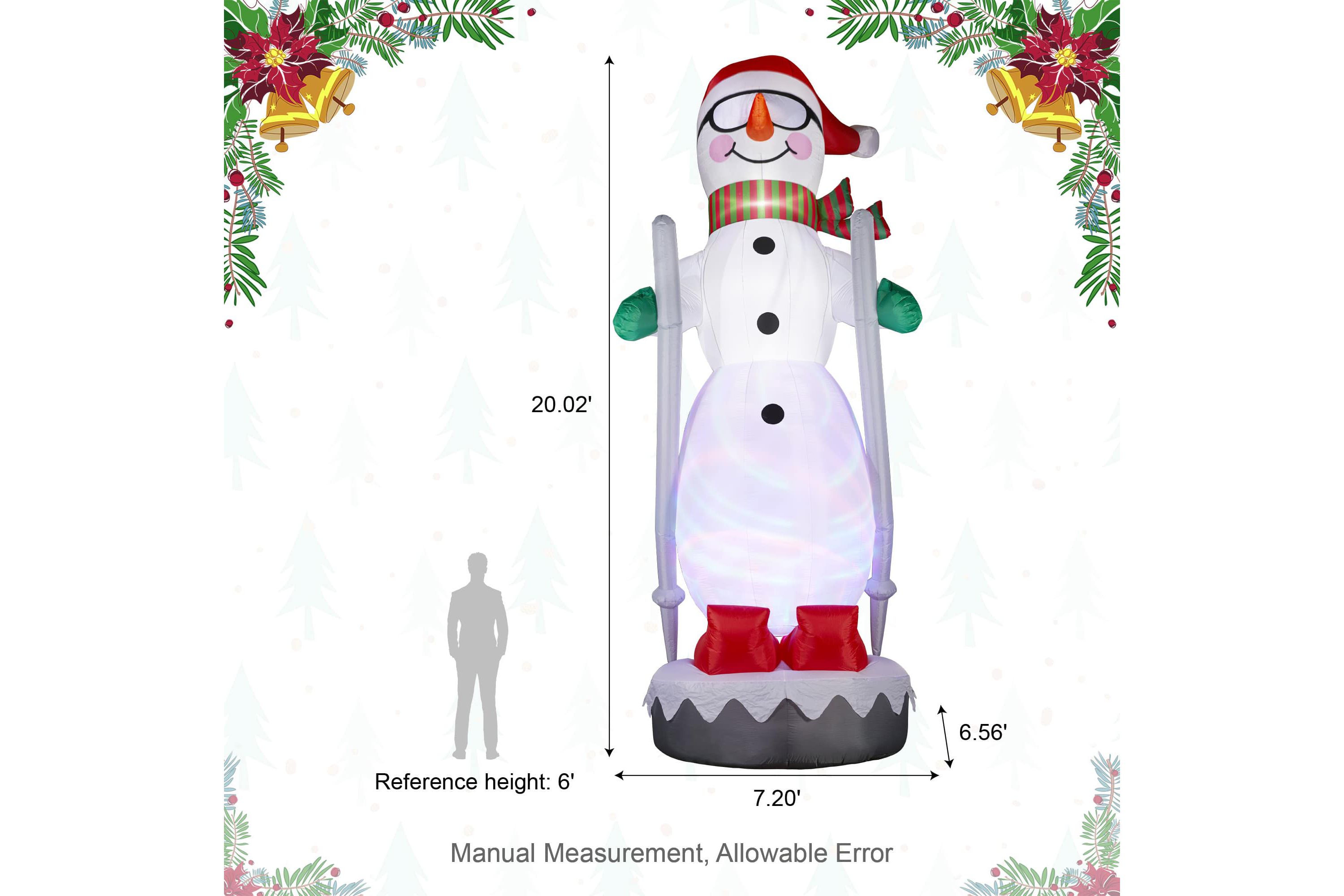 20FT Giant DISCO Lighted Inflatable Skiing Snowman