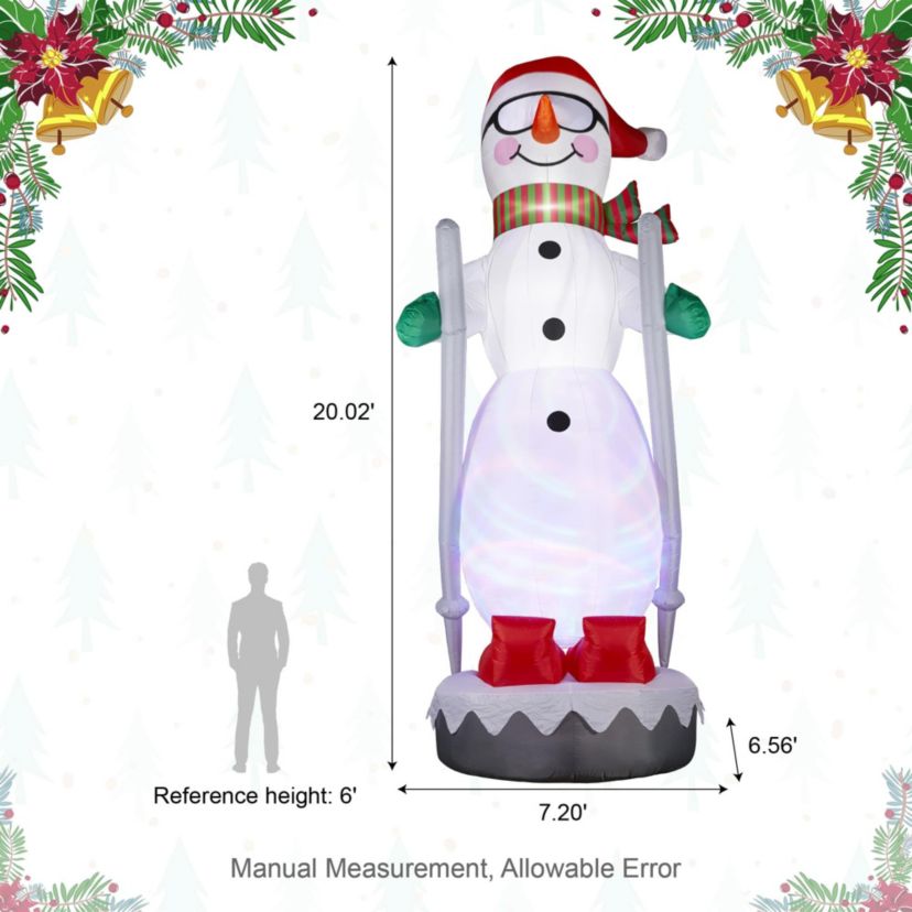 20FT Giant DISCO Lighted Inflatable Skiing Snowman