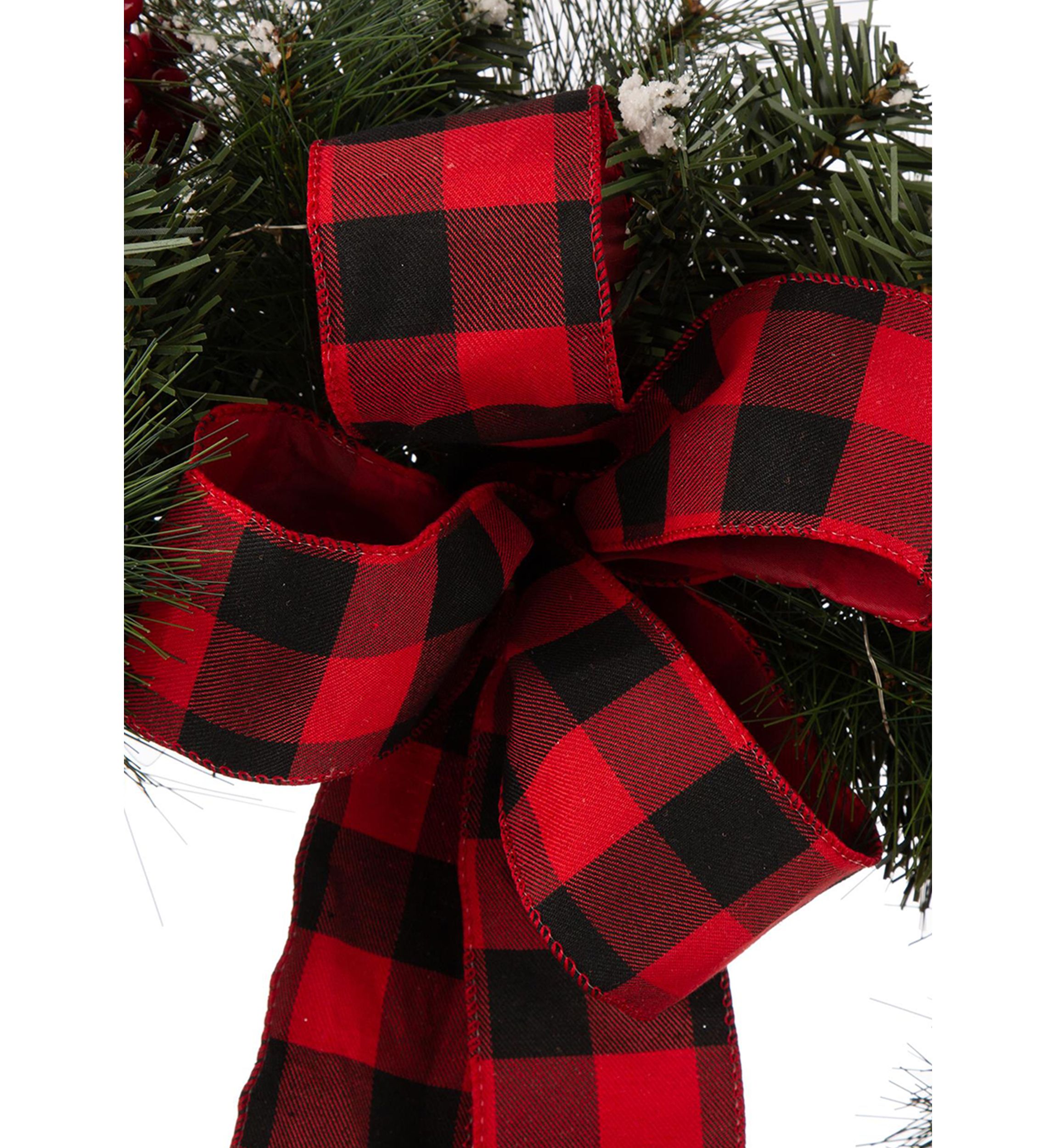 Snow Berry Twig Ball Pinecone Holly Pine Wreath With Lights