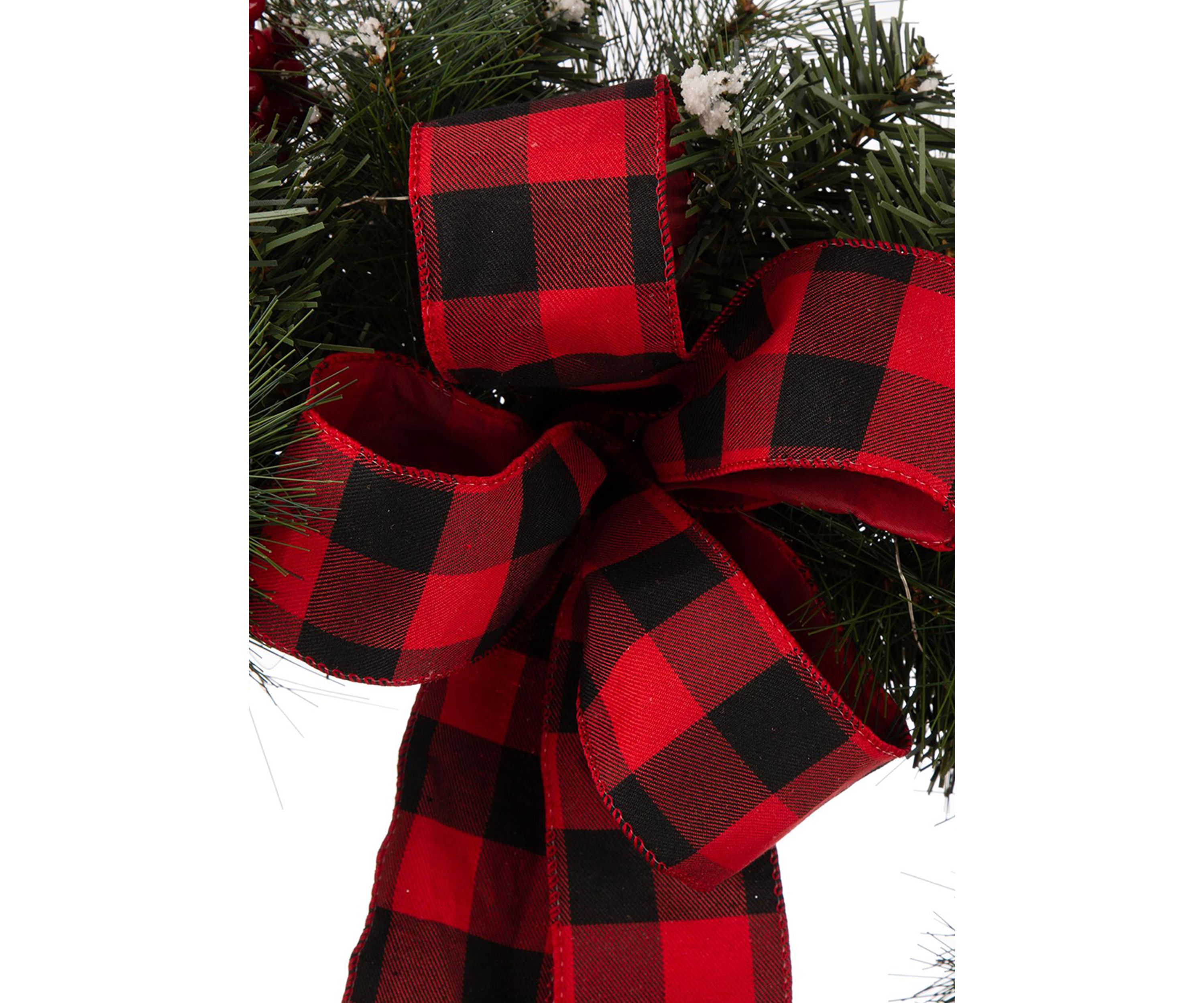 Snow Berry Twig Ball Pinecone Holly Pine Wreath With Lights