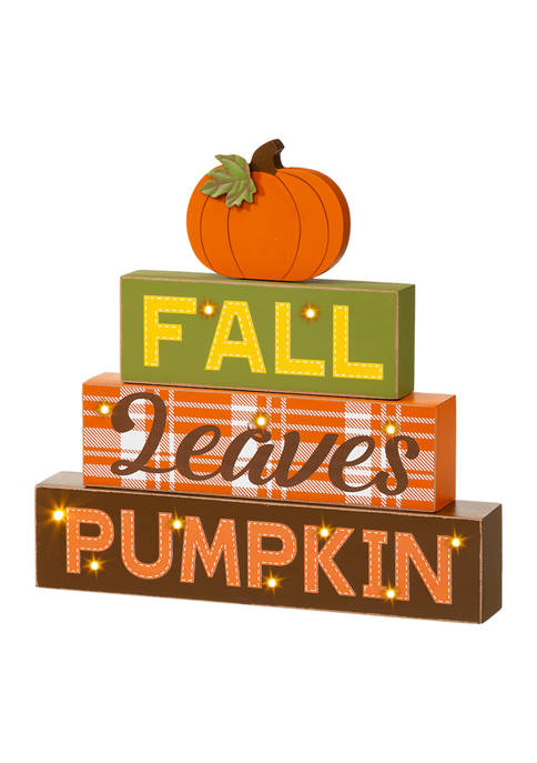 12 Inch LED Lighted Fall Wooden Block Word Sign