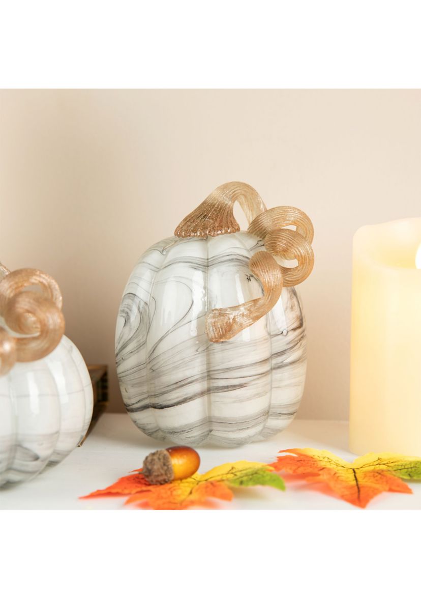 S/3 Marble Glass Pumpkin & Gourd