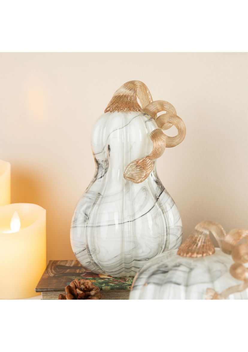 S/3 Marble Glass Pumpkin & Gourd