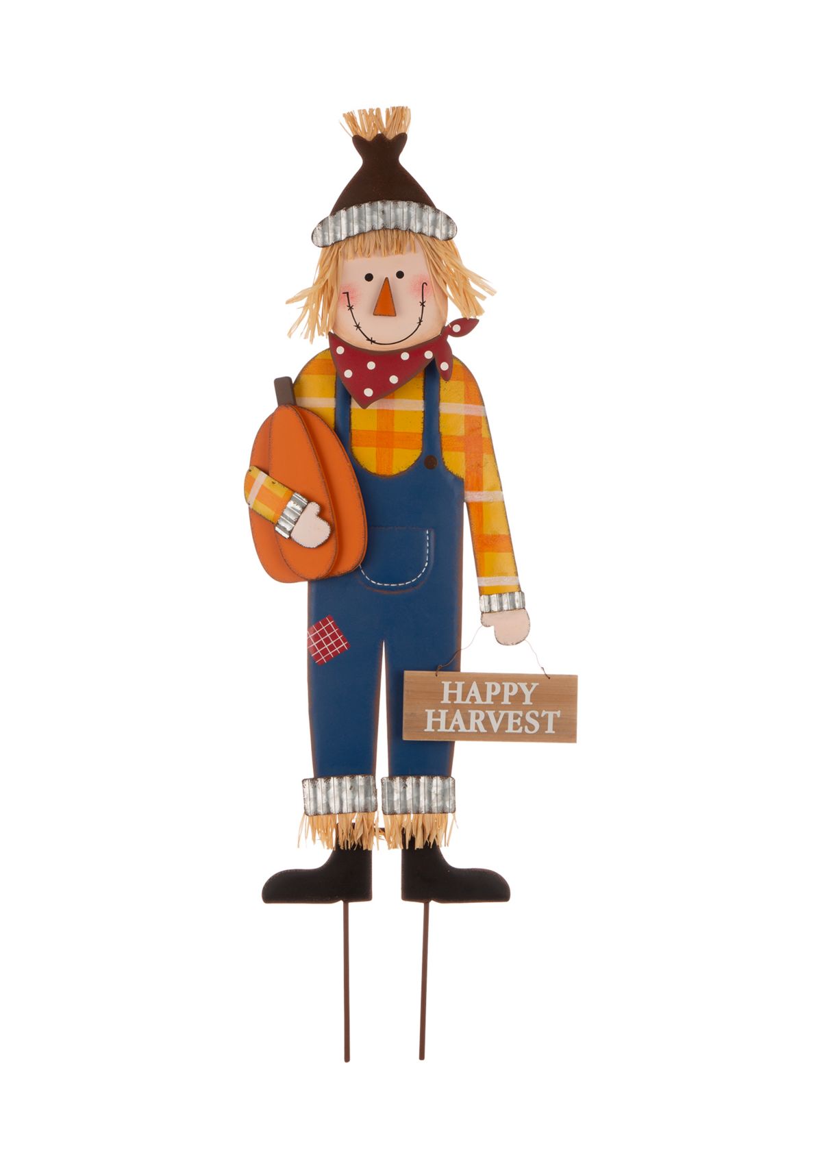 36 Inch Fall Metal Scarecrow Yard Stake / Standing/Hanging Sign