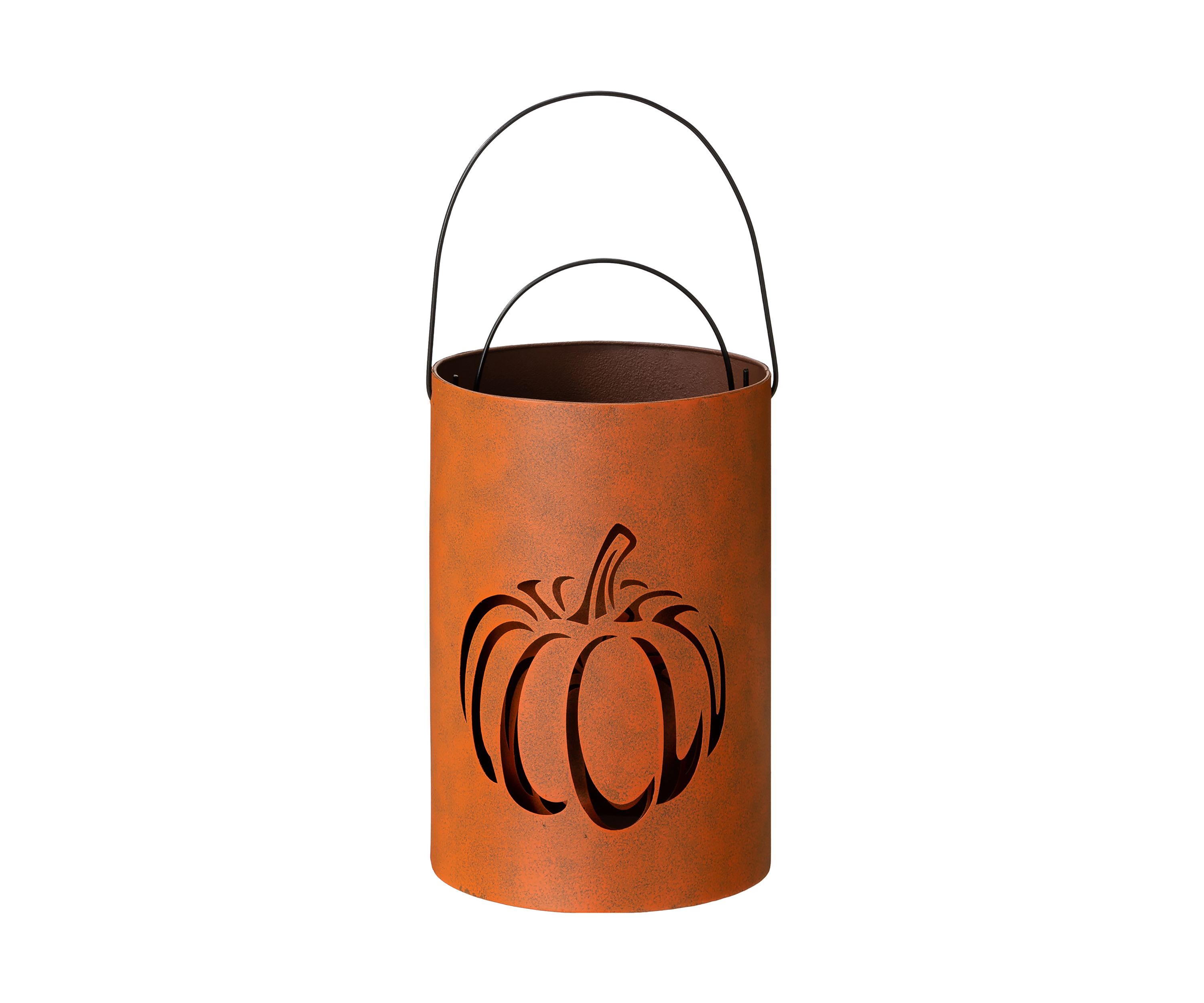 Set of 2 Metal Cutout Pumpkin Bucket