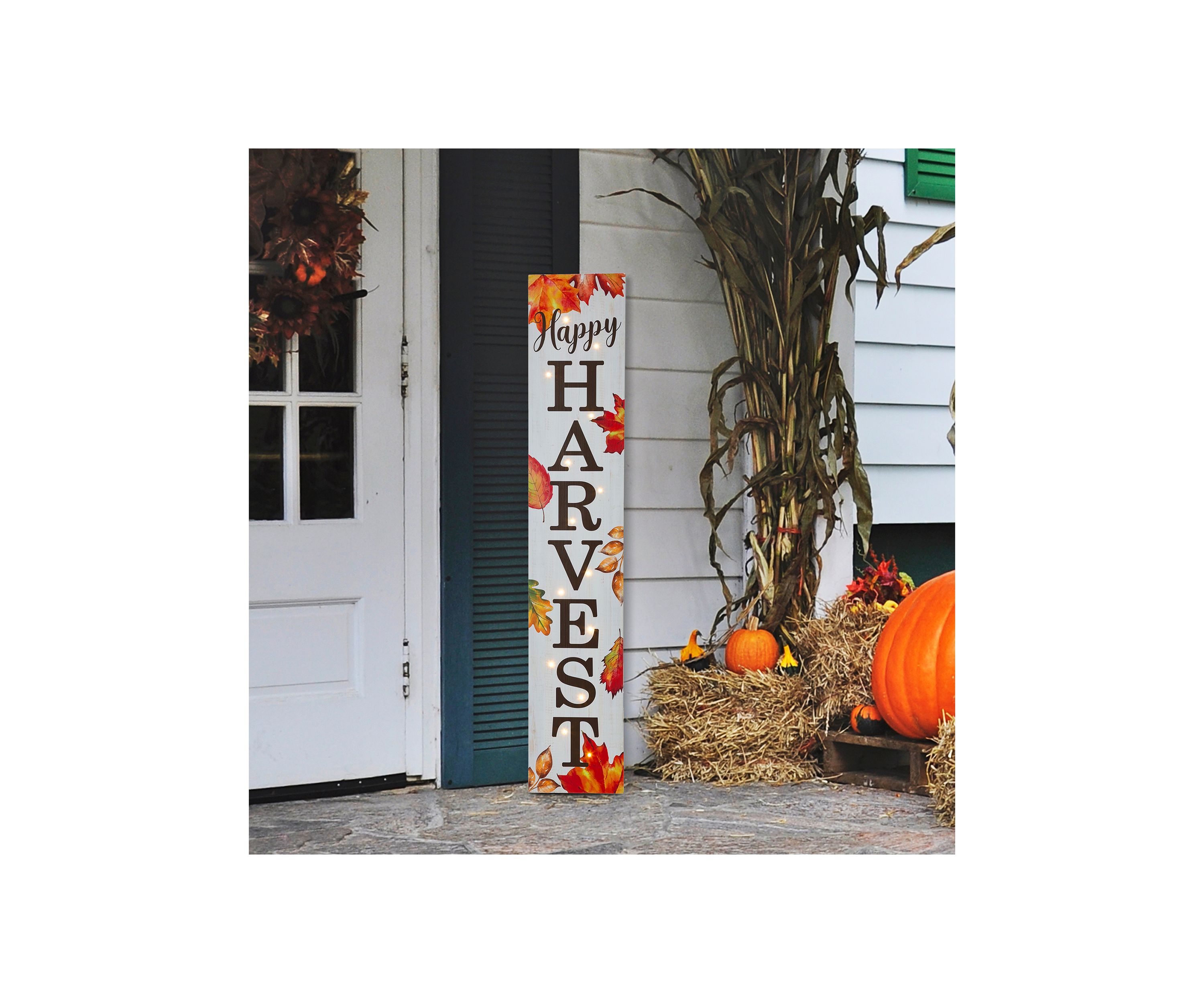 42 Inch Fall Lighted Maple leaves Wooden Porch Sign