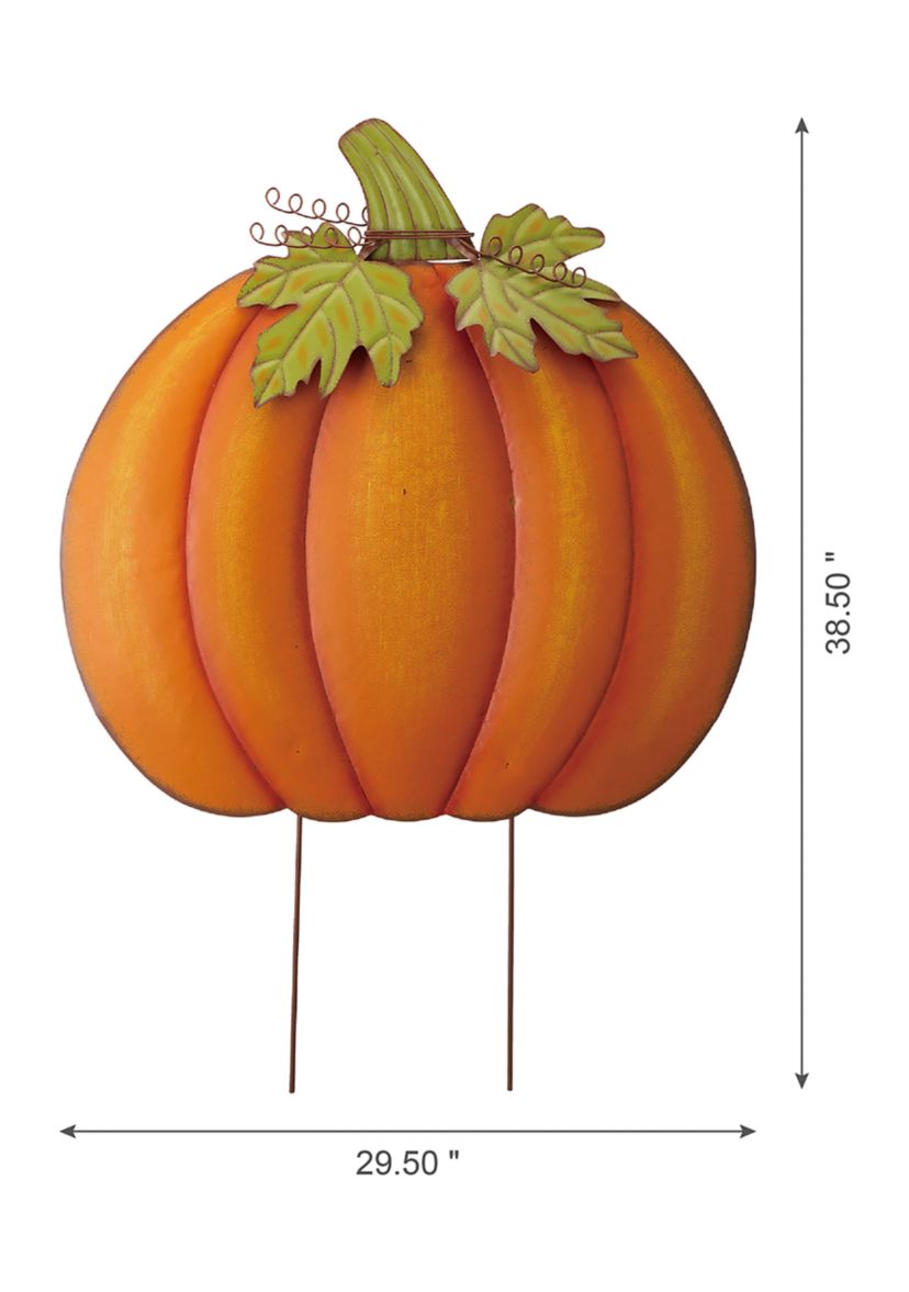 30 in x 39 in Fall Oversized Metal Pumpkin Yard Stake or Wall Décor or Standing Décor
