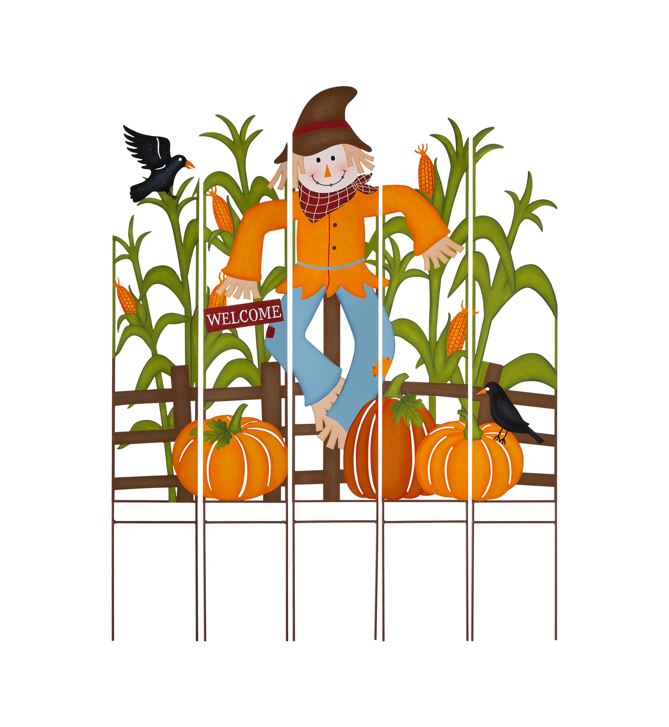 41.5 Inch Fall Metal Scarecrow & Corns Combo Yard Stake