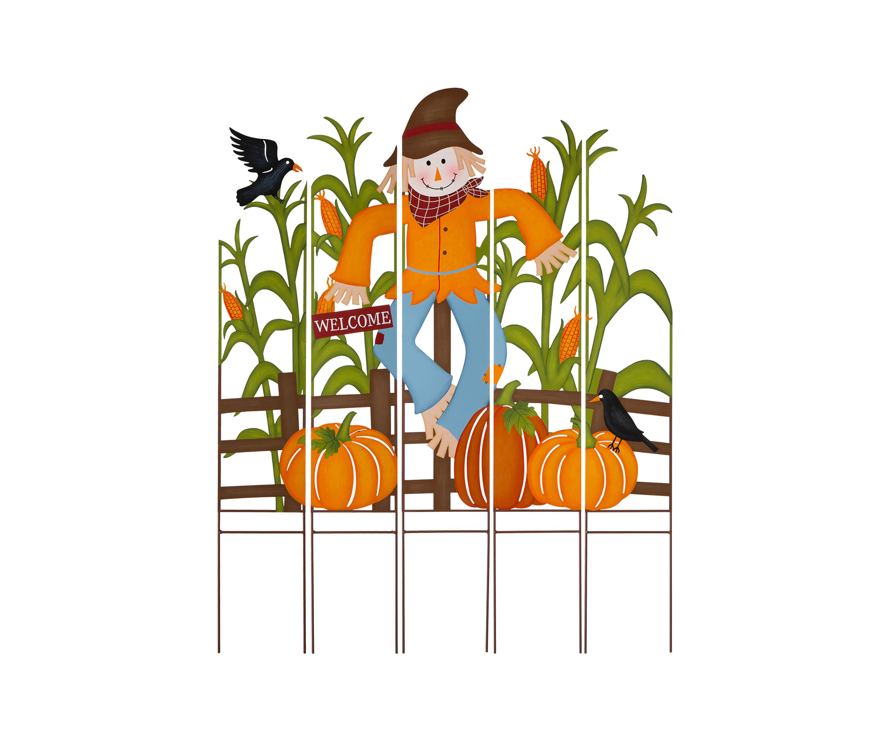 41.5 Inch Fall Metal Scarecrow & Corns Combo Yard Stake