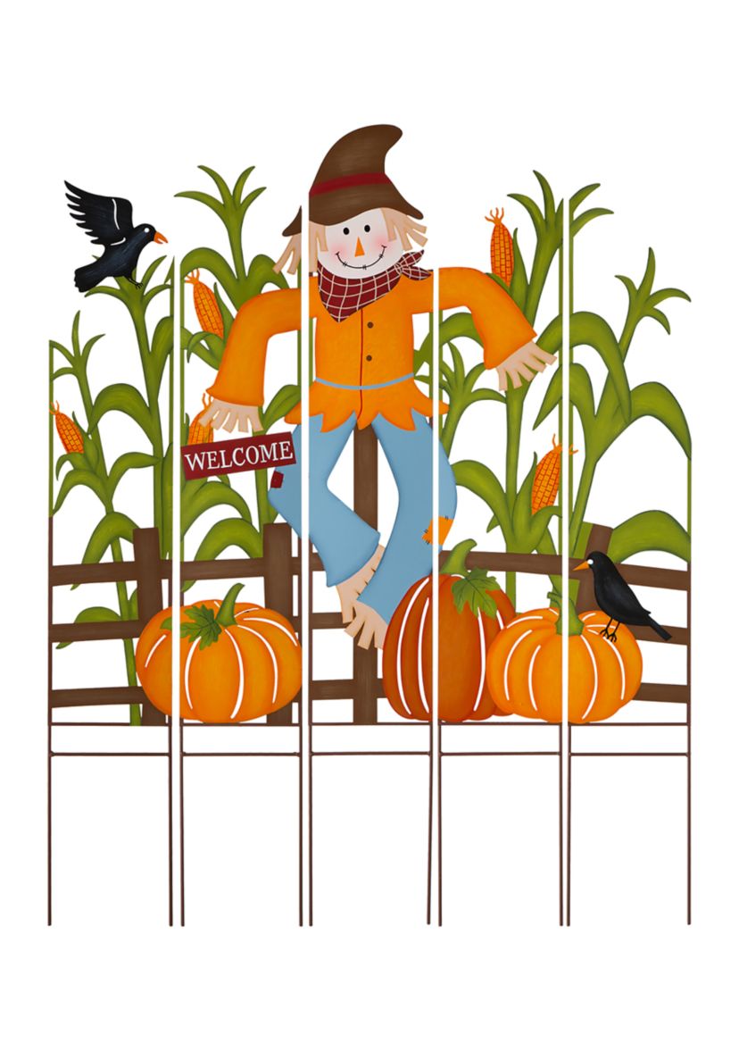 41.5 Inch Fall Metal Scarecrow & Corns Combo Yard Stake
