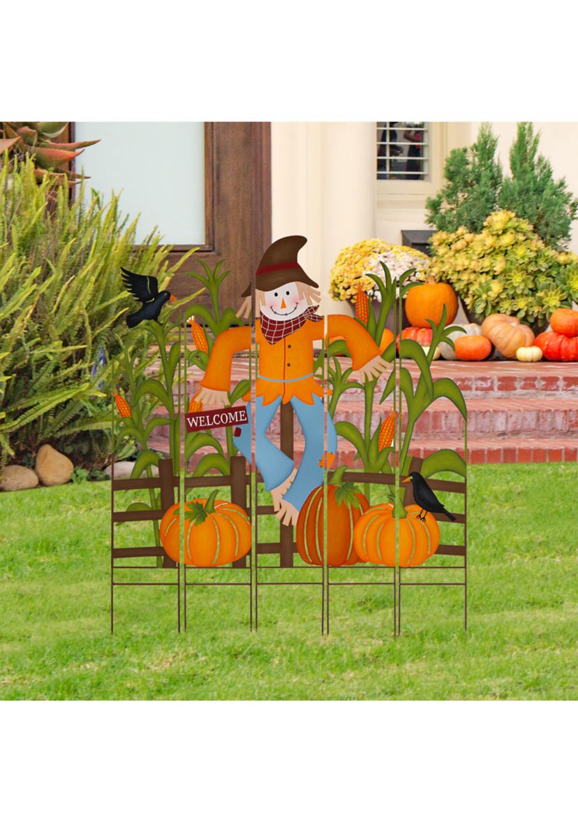 41.5 Inch Fall Metal Scarecrow & Corns Combo Yard Stake