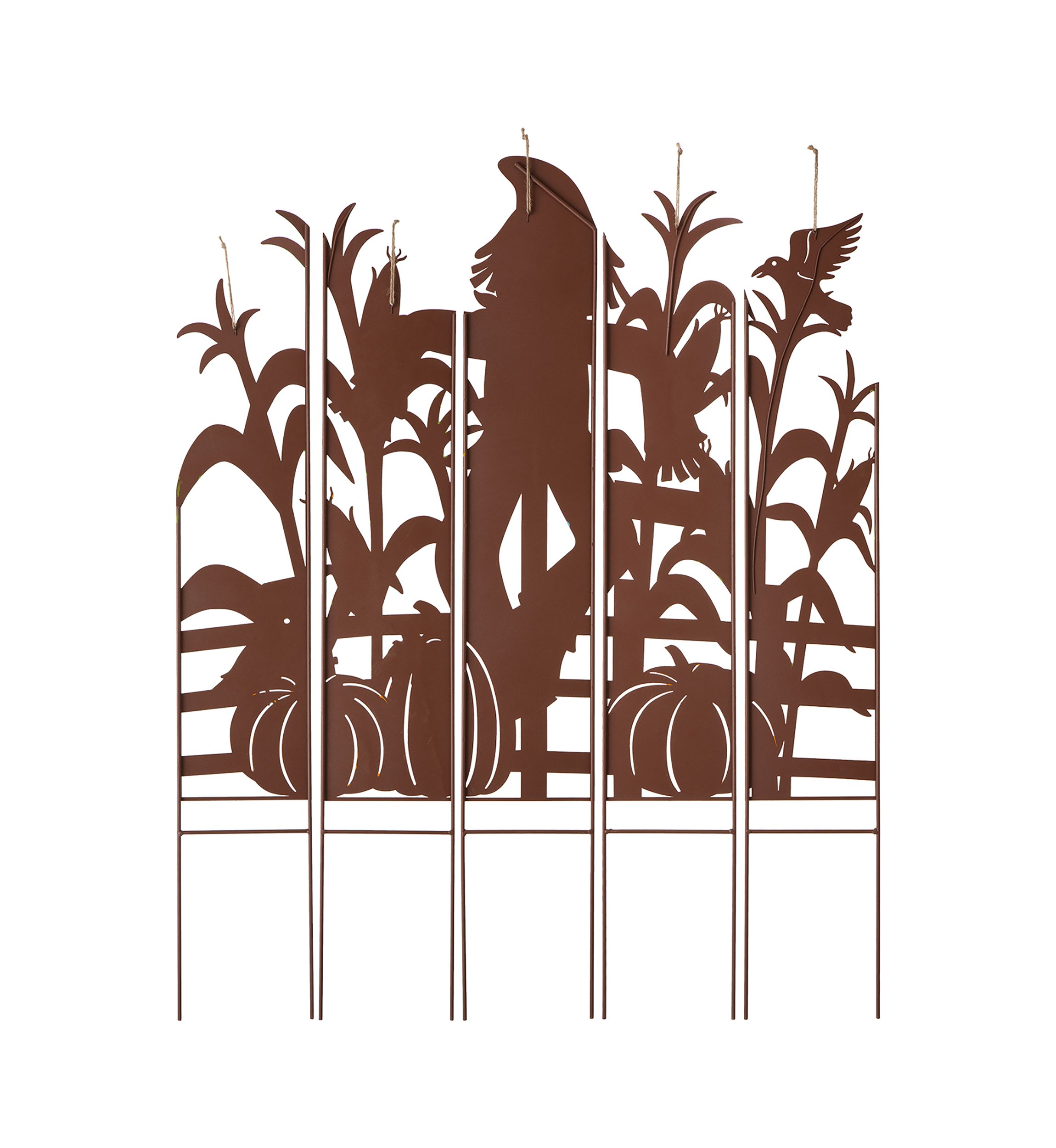 41.5 Inch Fall Metal Scarecrow & Corns Combo Yard Stake