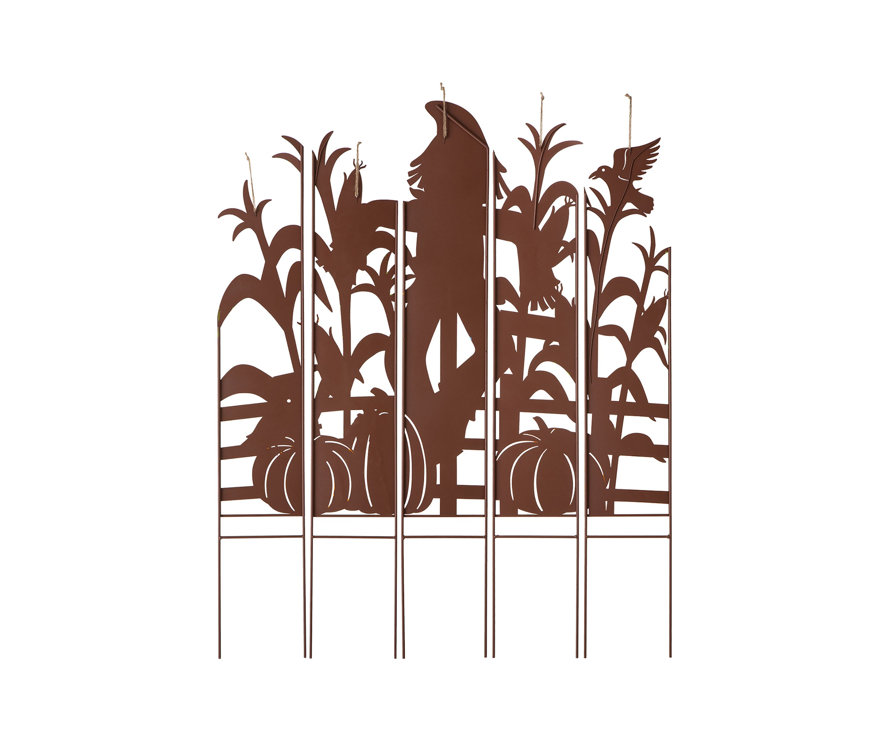 41.5 Inch Fall Metal Scarecrow & Corns Combo Yard Stake