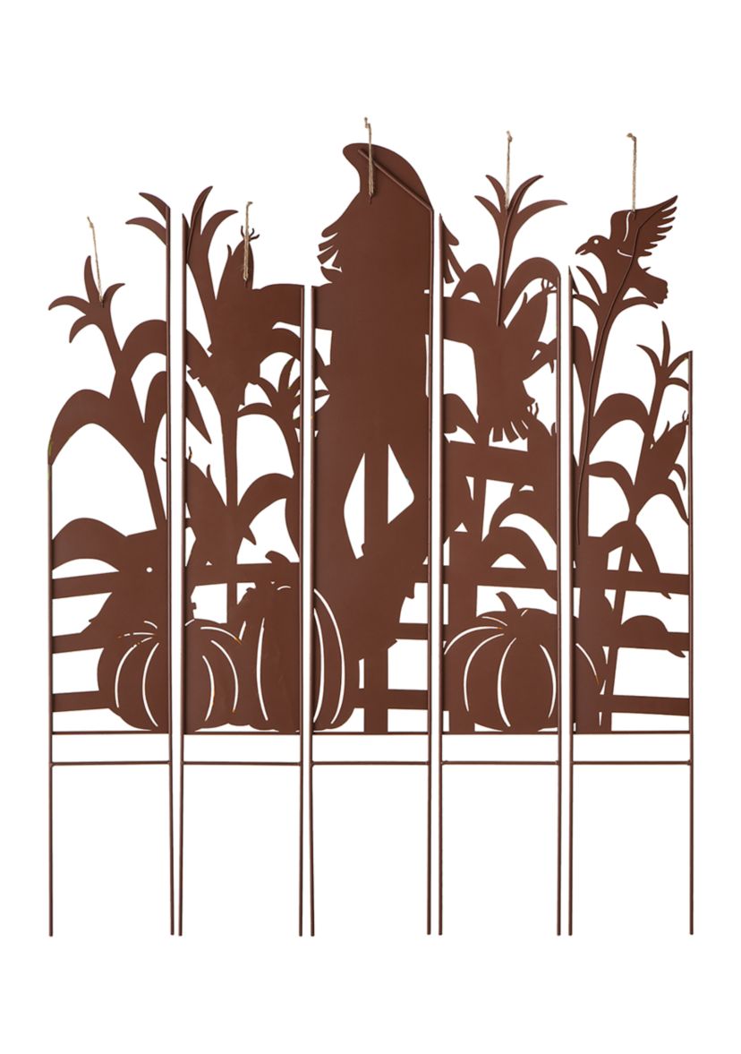 41.5 Inch Fall Metal Scarecrow & Corns Combo Yard Stake