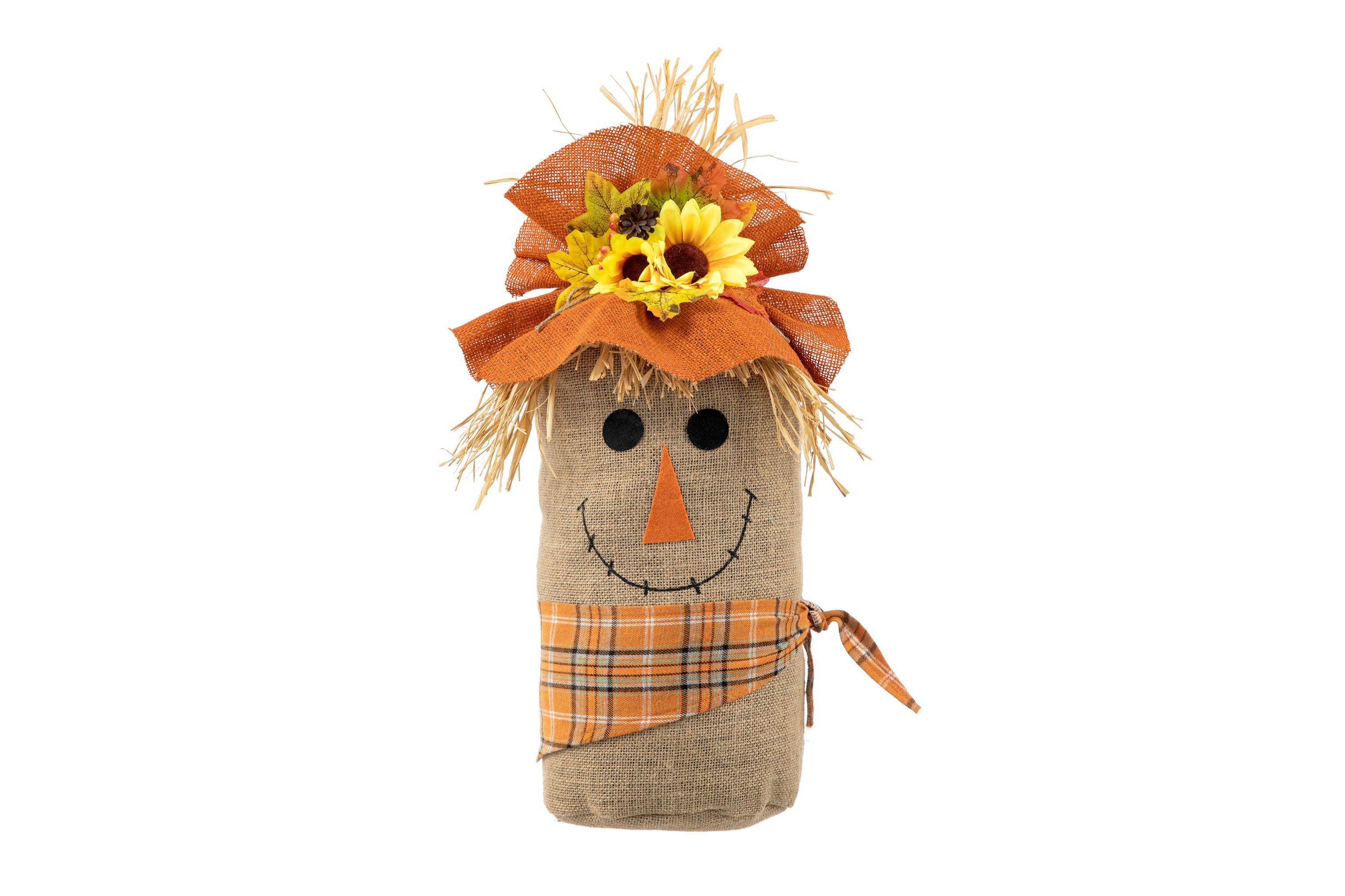 23.25"H Fall Linen Scarecrow Doorstop Porch Decor