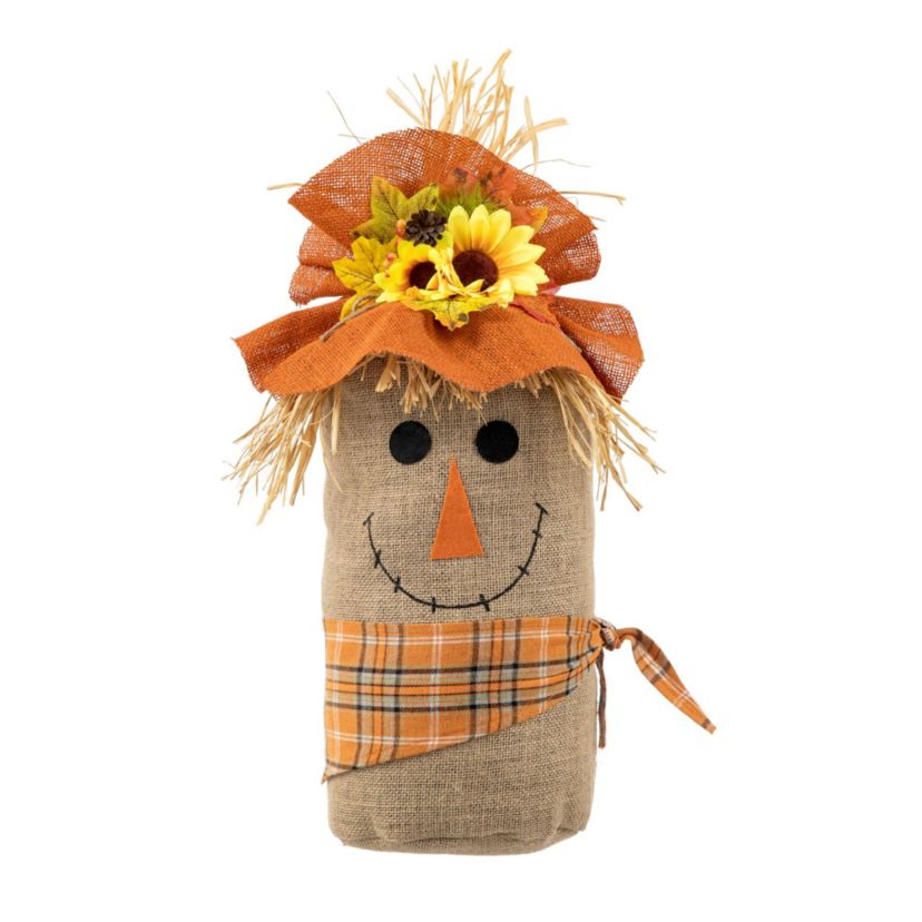 23.25"H Fall Linen Scarecrow Doorstop Porch Decor