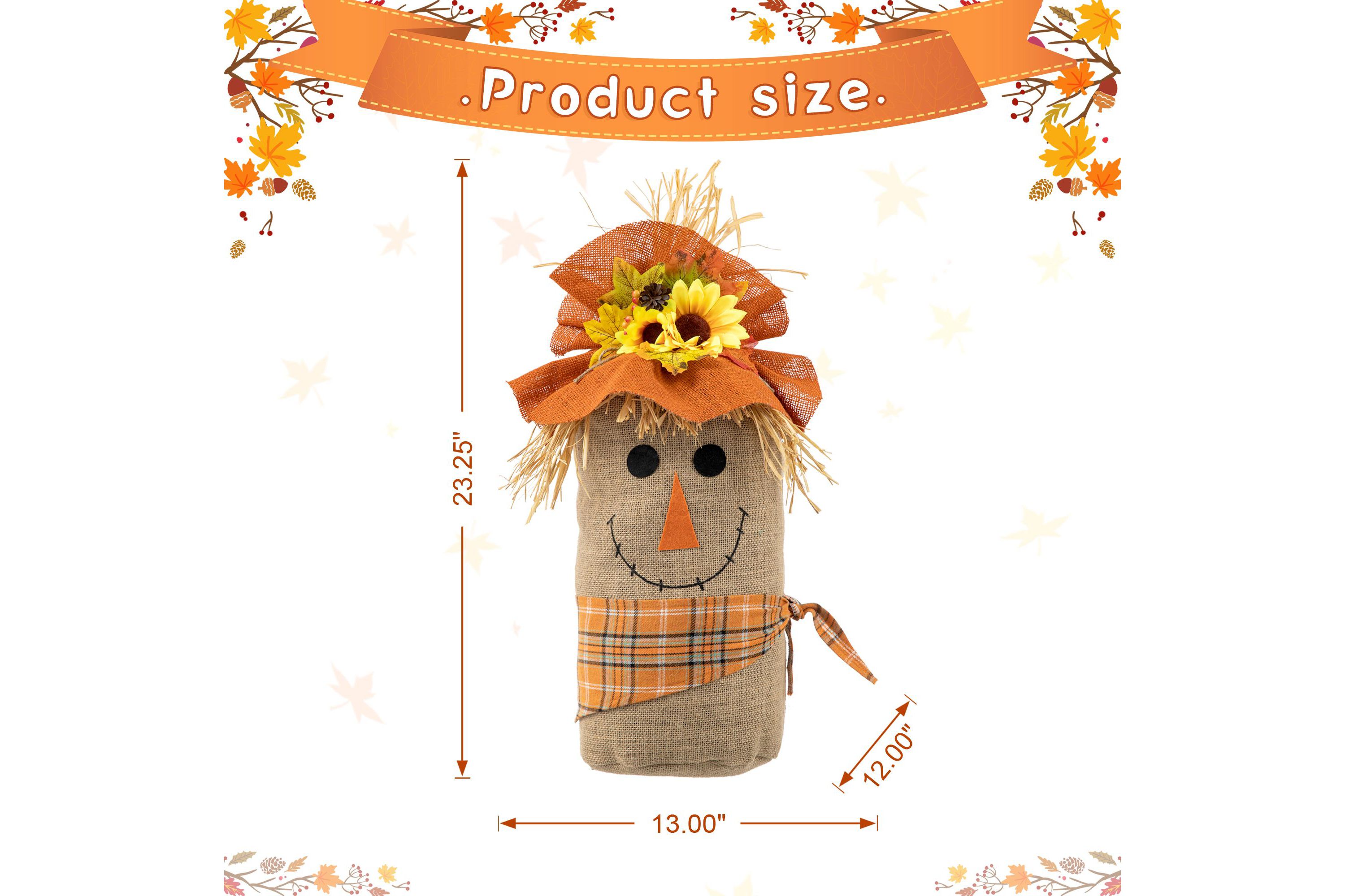 23.25"H Fall Linen Scarecrow Doorstop Porch Decor