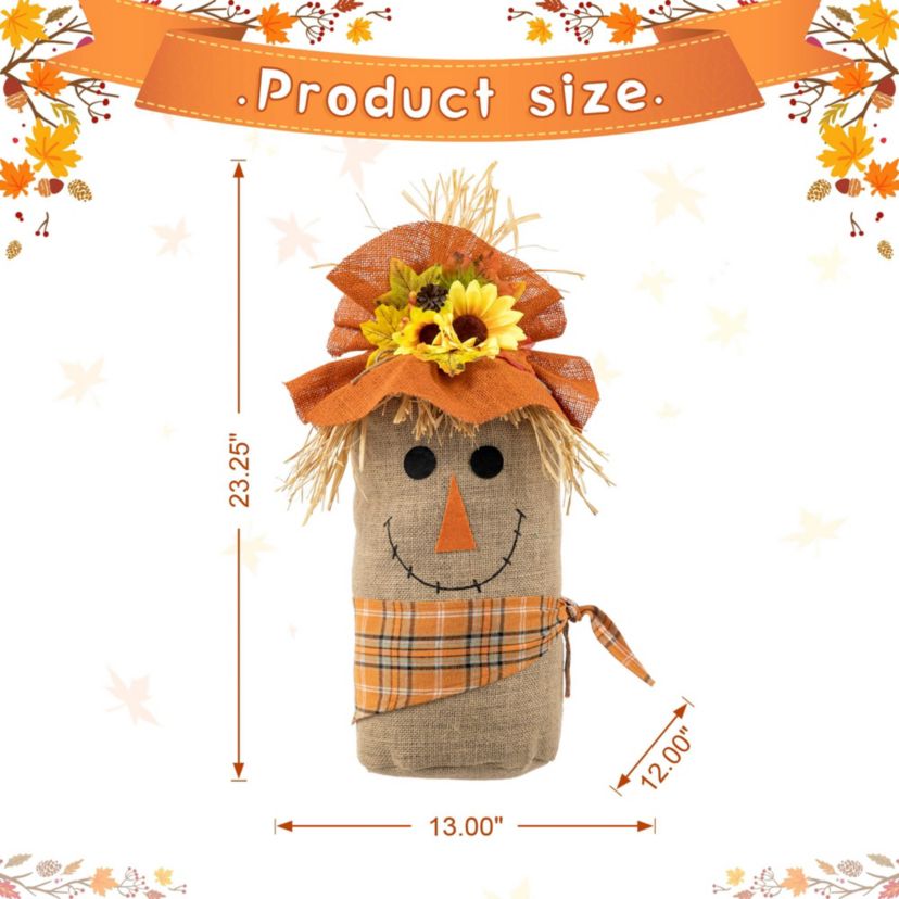 23.25"H Fall Linen Scarecrow Doorstop Porch Decor