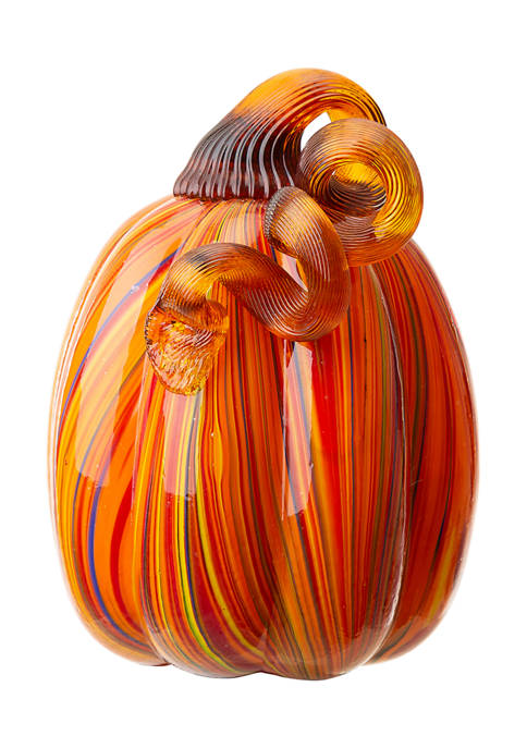 Glitzhome Multi Striped Glass Pumpkin