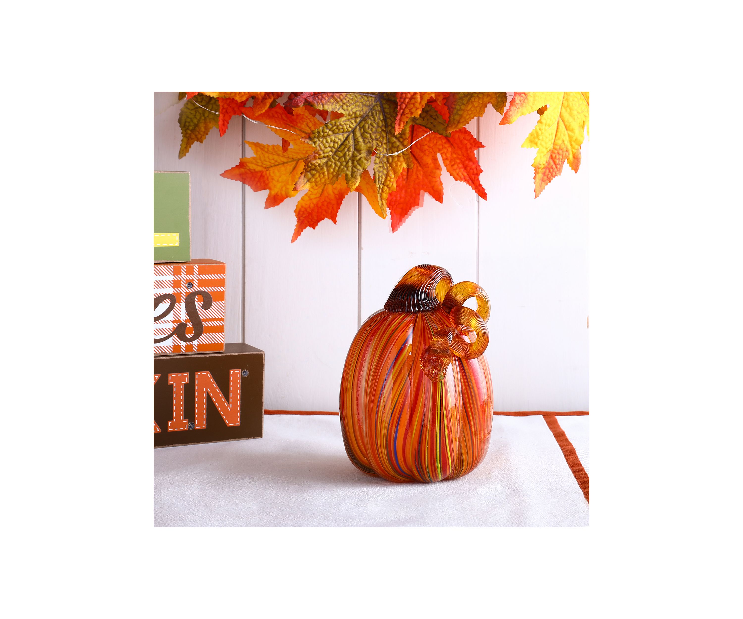 Multi Striped Glass Pumpkin
