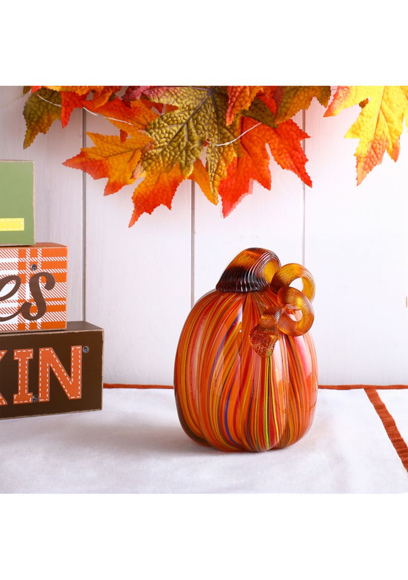 Multi Striped Glass Pumpkin
