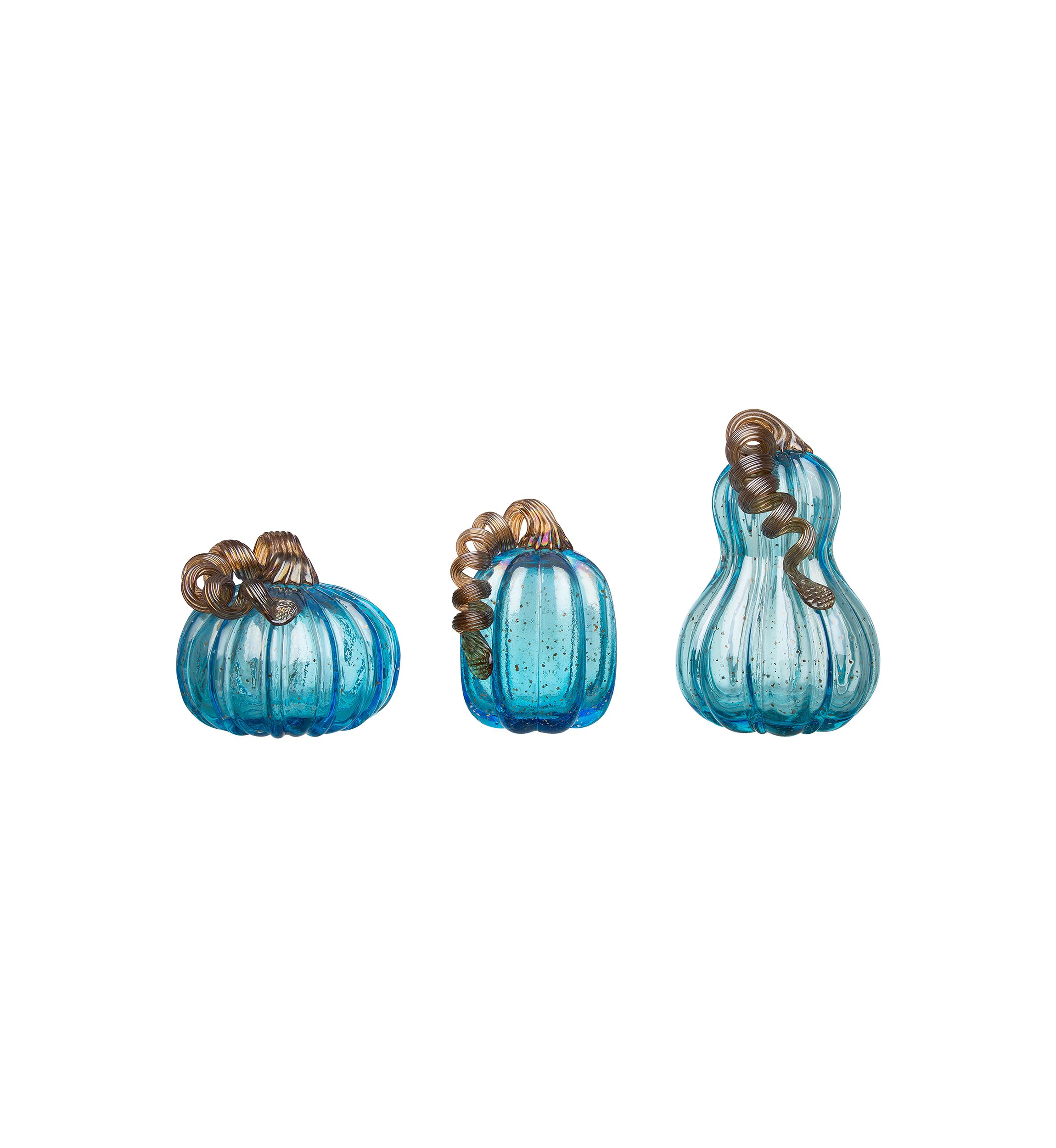 Blue Glass Pumpkin Set 