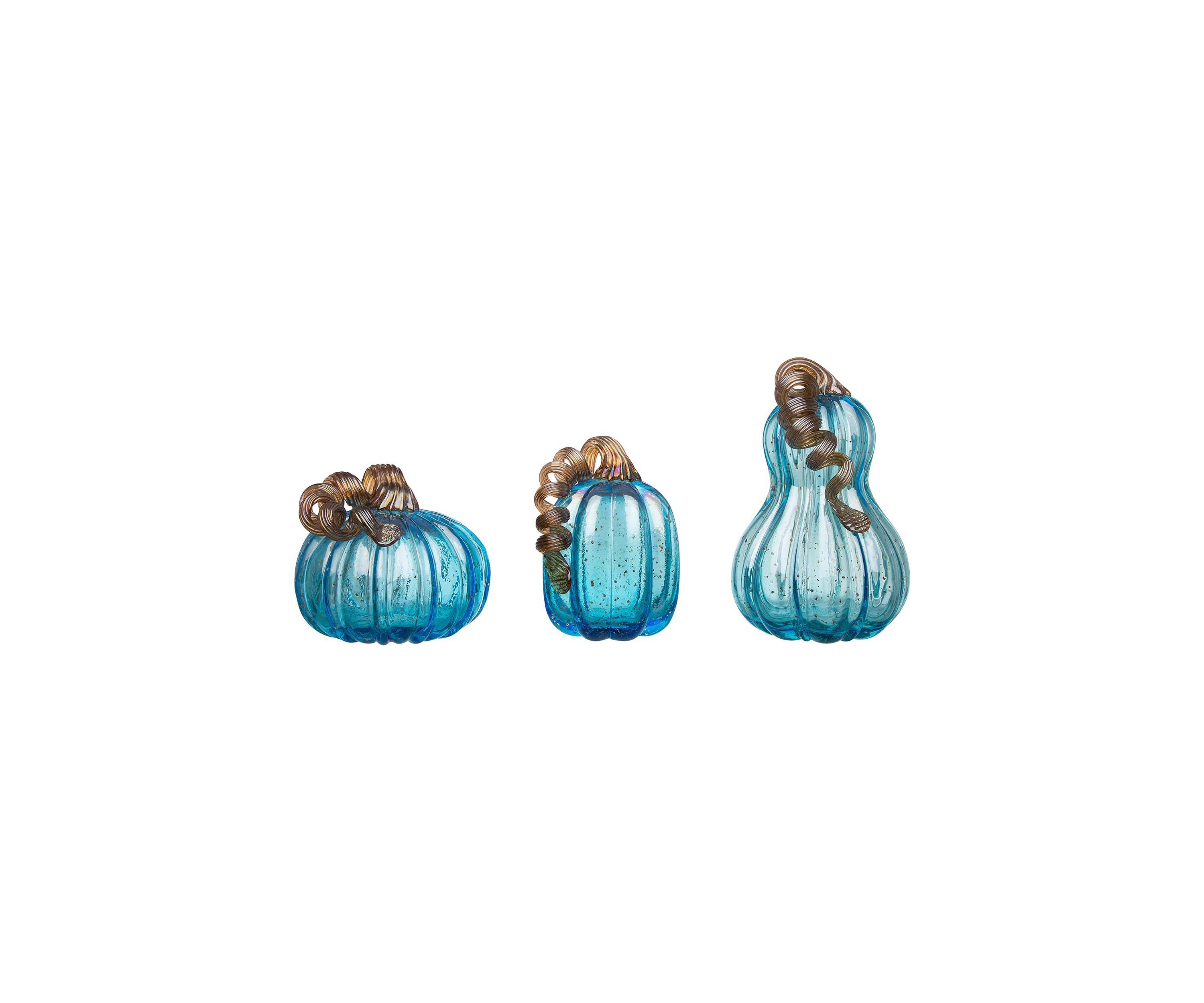 Blue Glass Pumpkin Set 