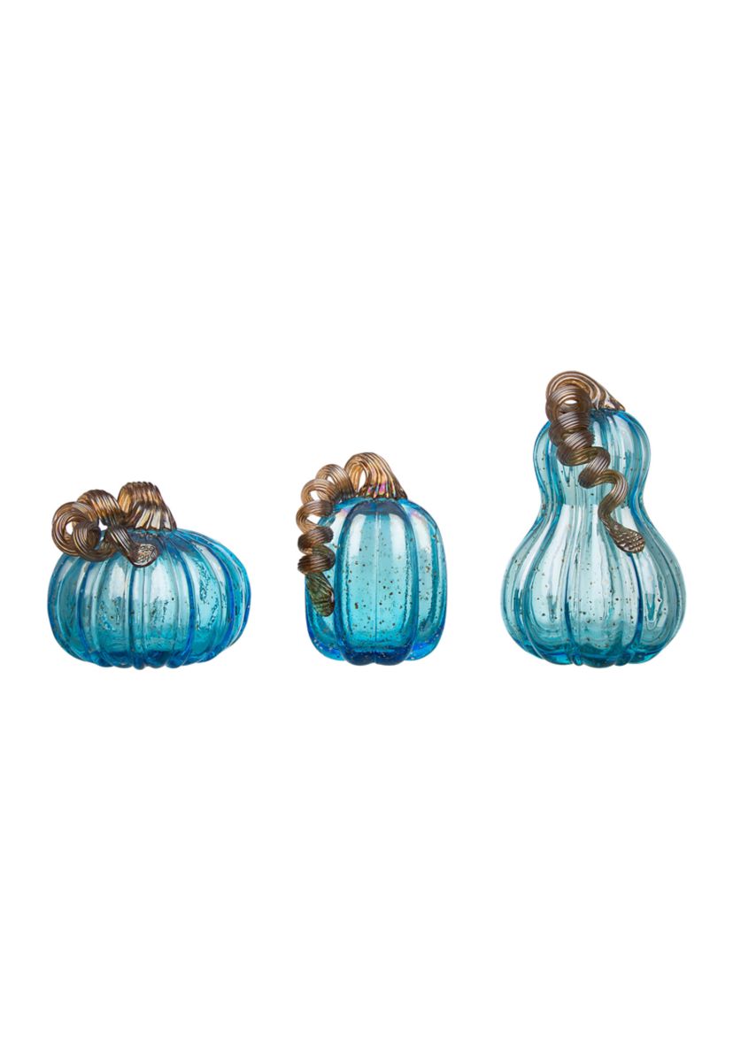 Blue Glass Pumpkin Set 