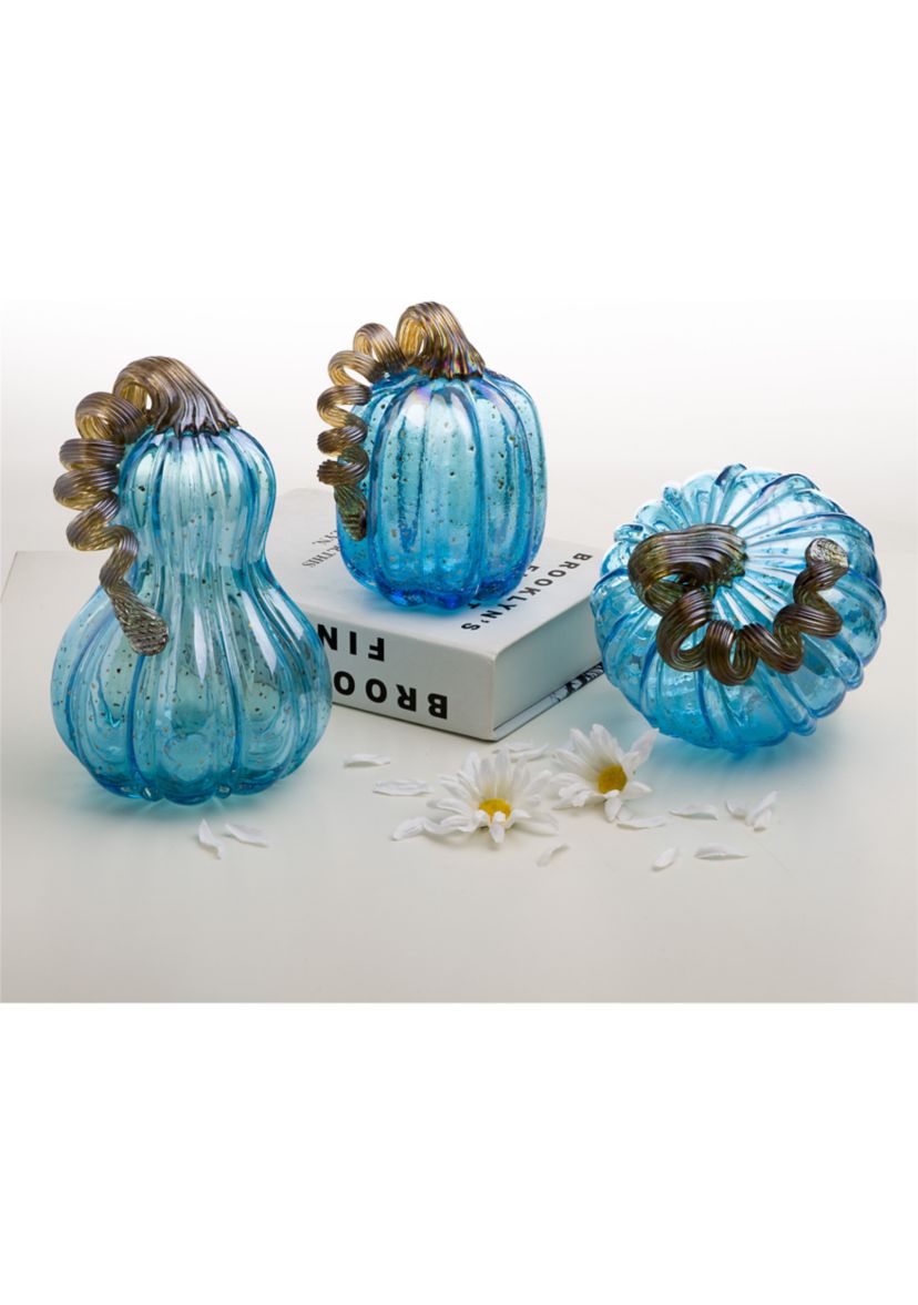 Blue Glass Pumpkin Set 