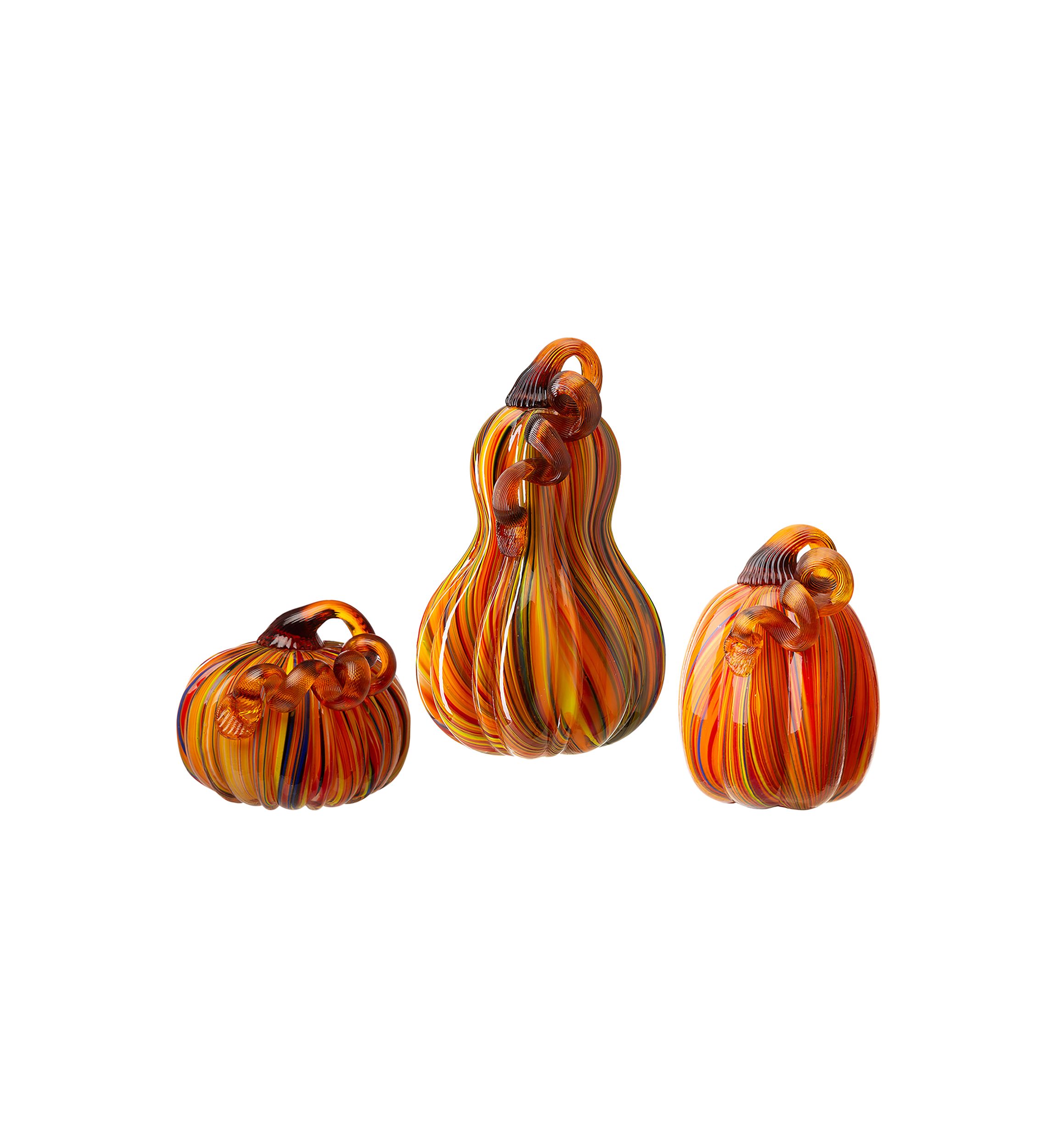 Multi Striped Glass Pumpkin & Gourd