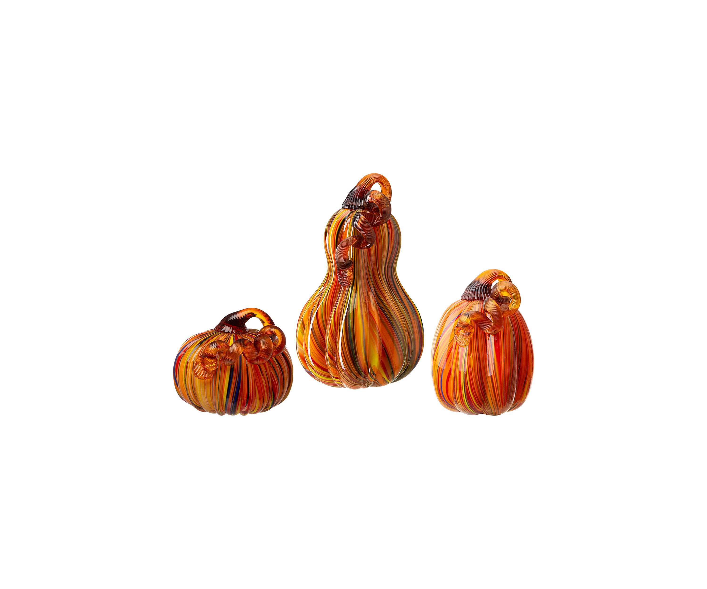 Multi Striped Glass Pumpkin & Gourd