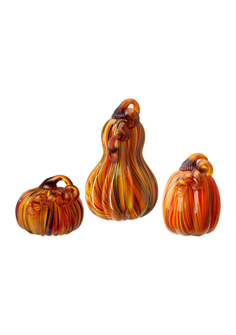 Multi Striped Glass Pumpkin & Gourd