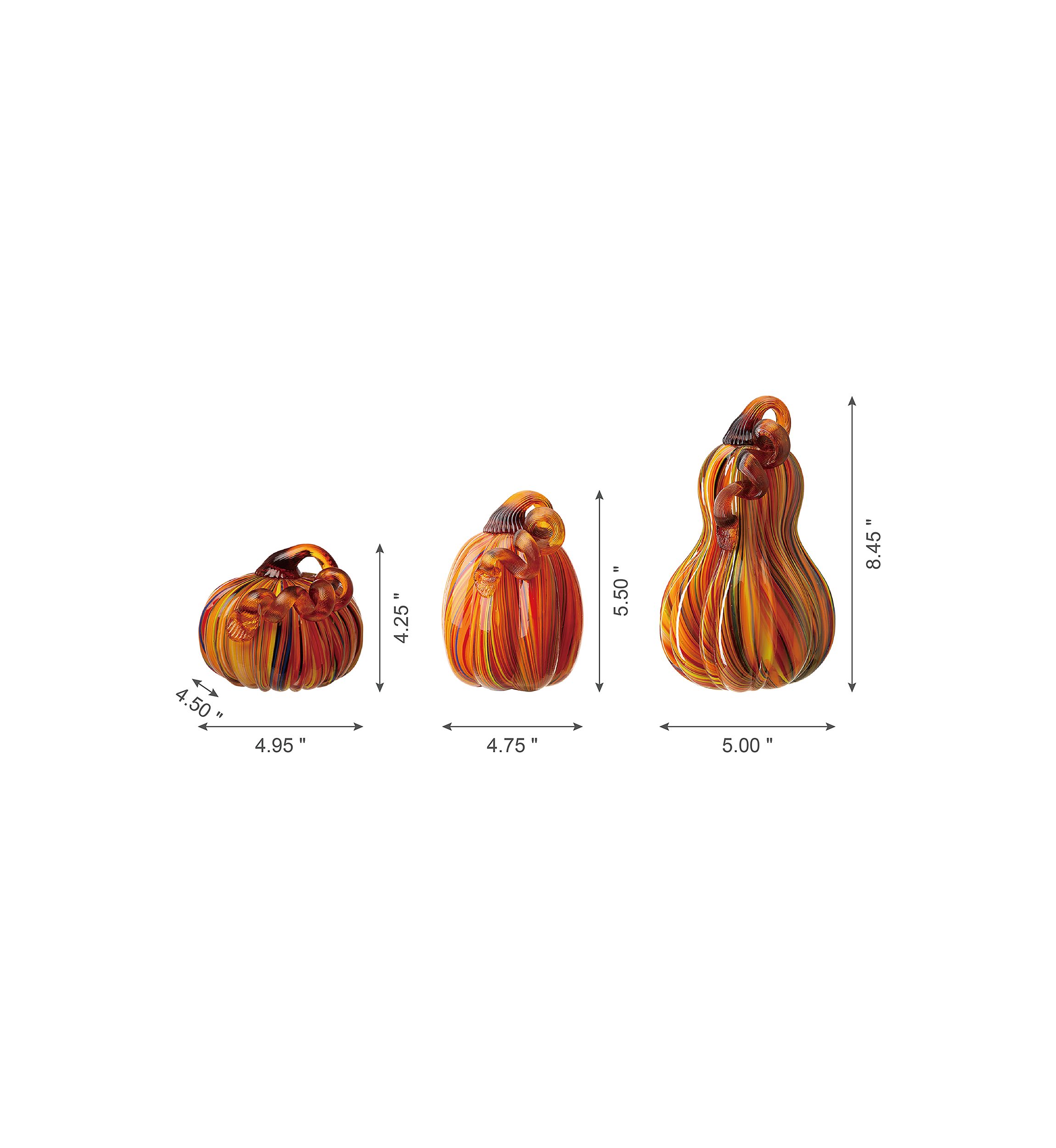 Multi Striped Glass Pumpkin & Gourd