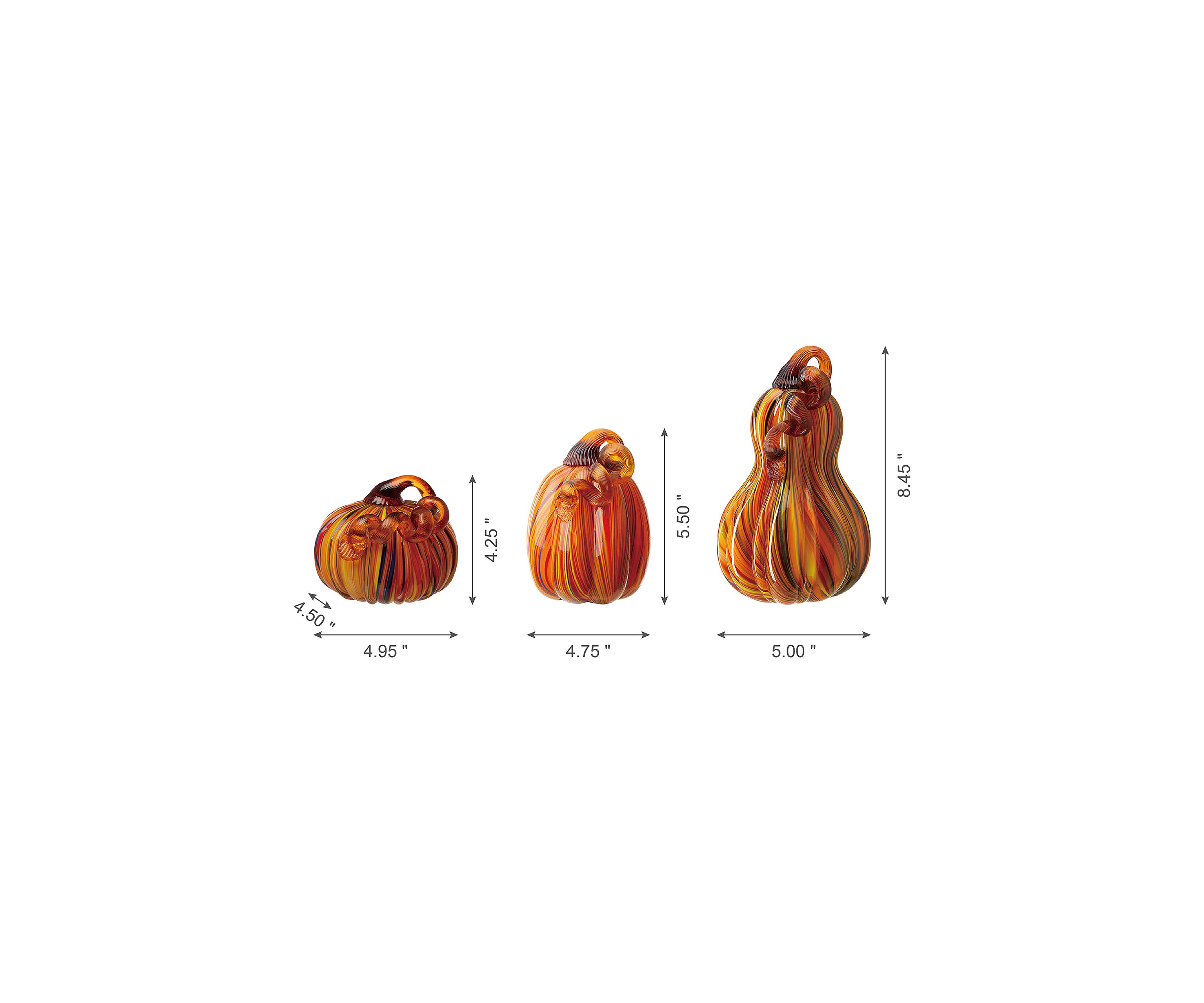 Multi Striped Glass Pumpkin & Gourd