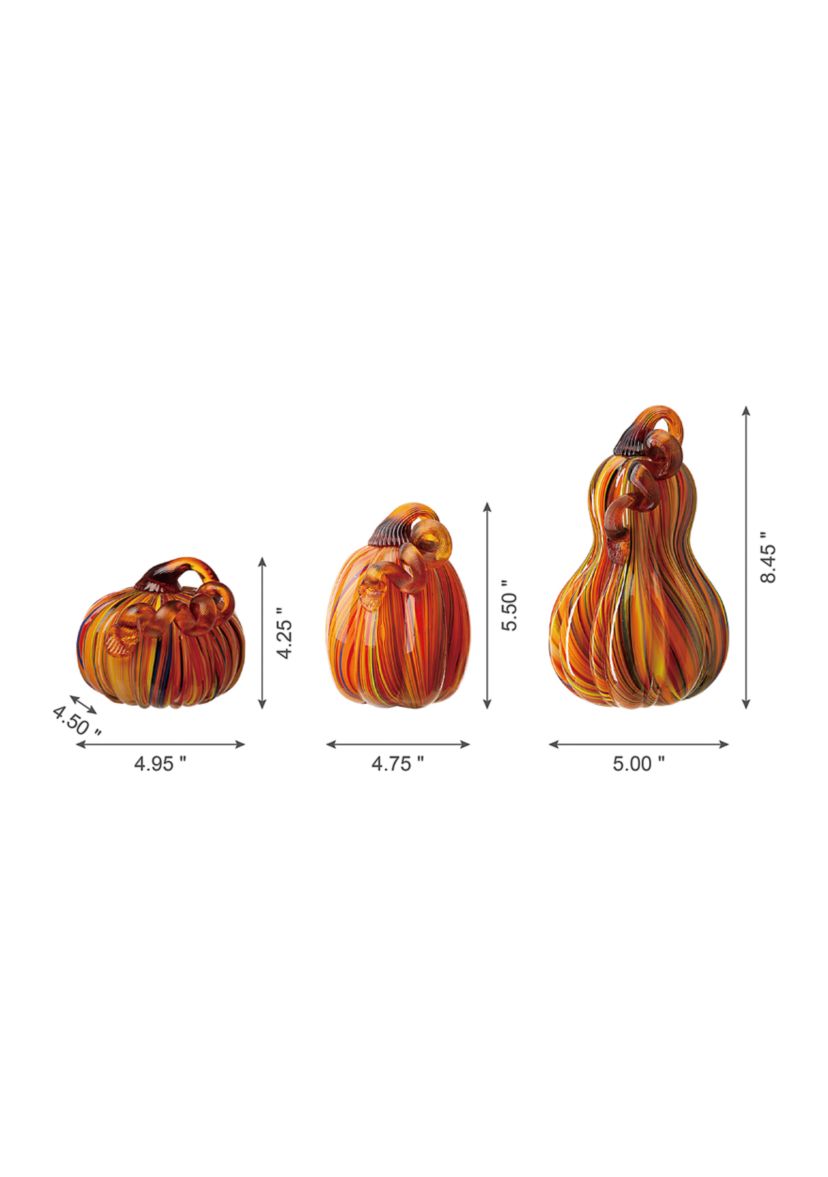 Multi Striped Glass Pumpkin & Gourd