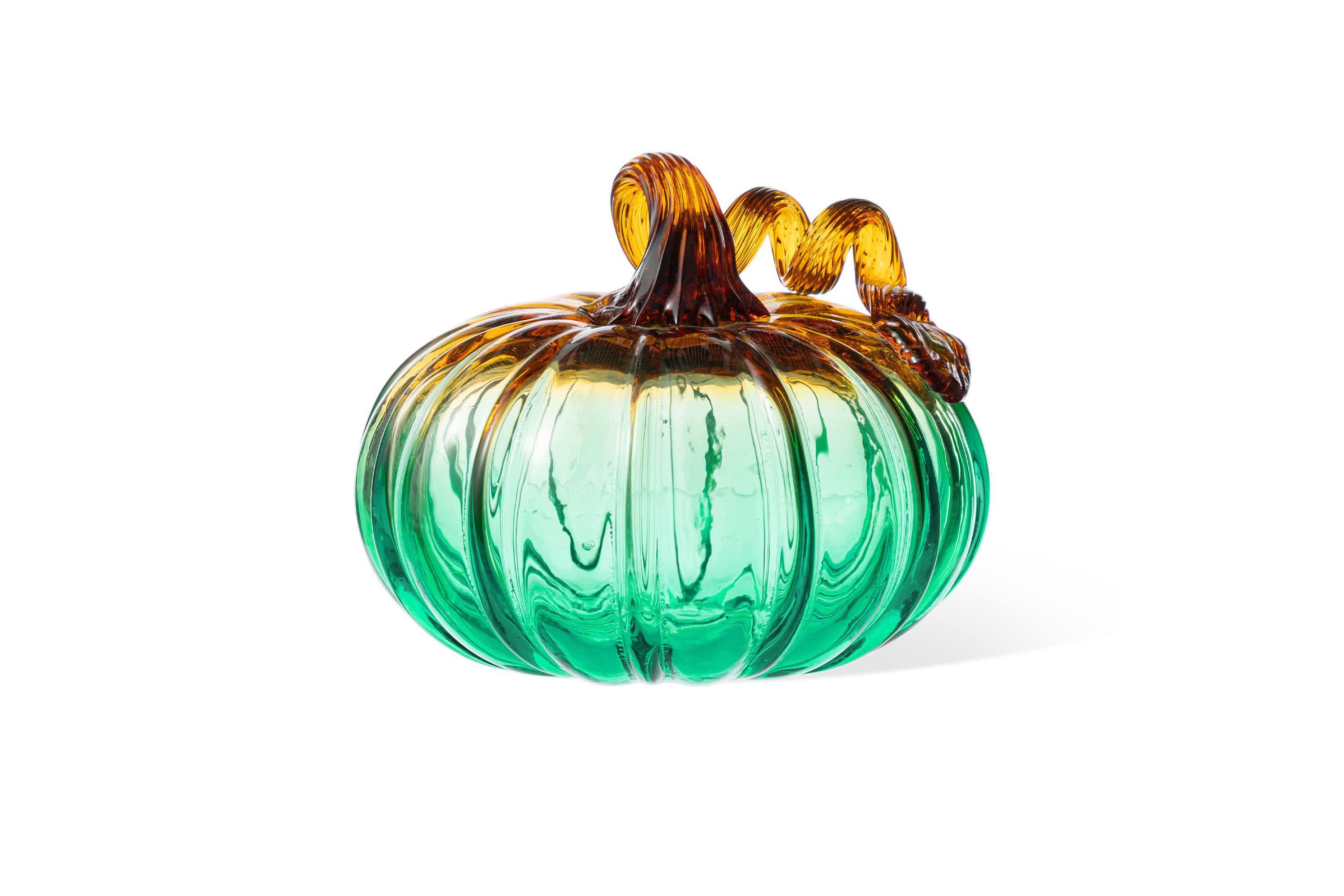 5.75"D  Gradient Turquoise Glass Pumpkin
