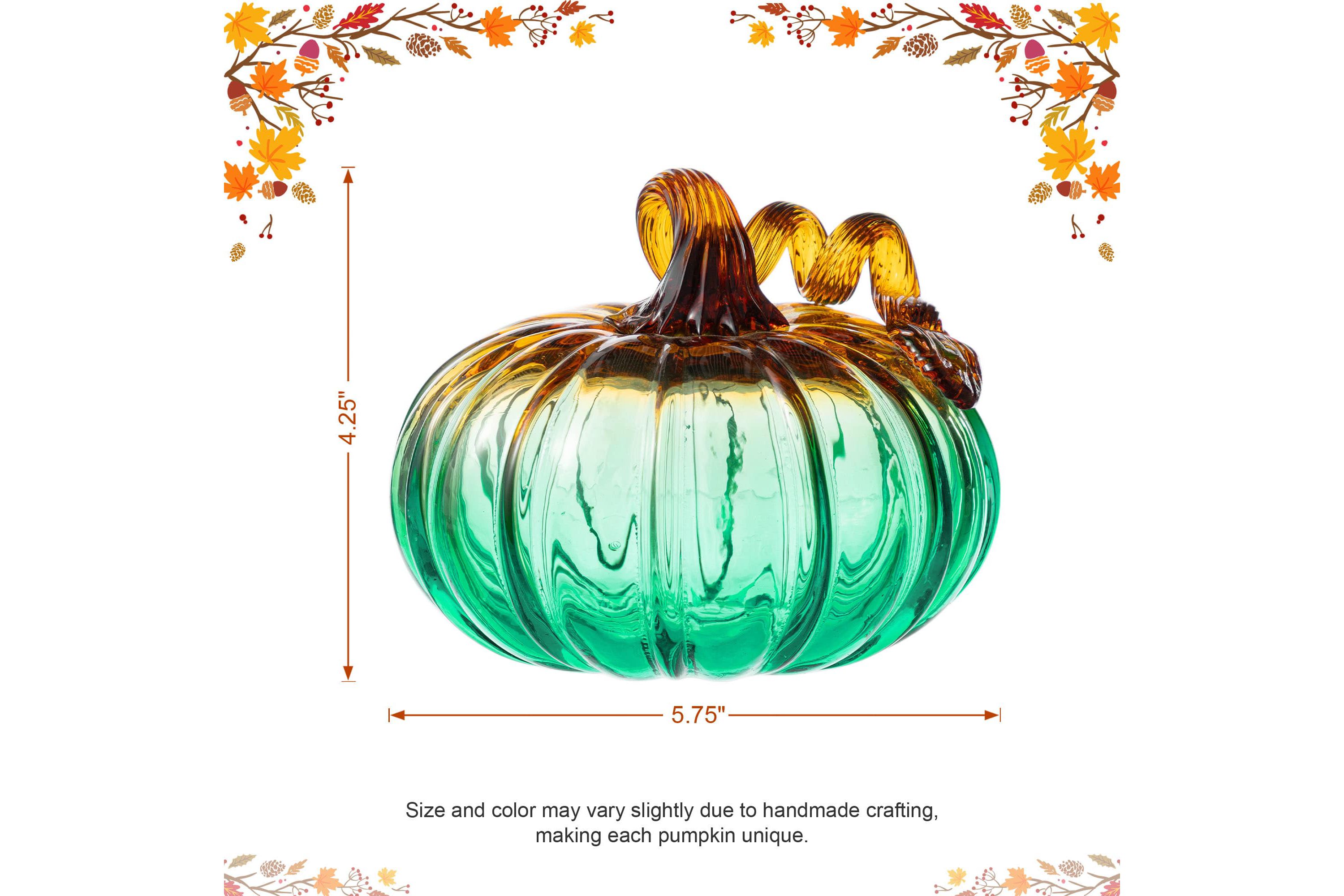 5.75"D  Gradient Turquoise Glass Pumpkin