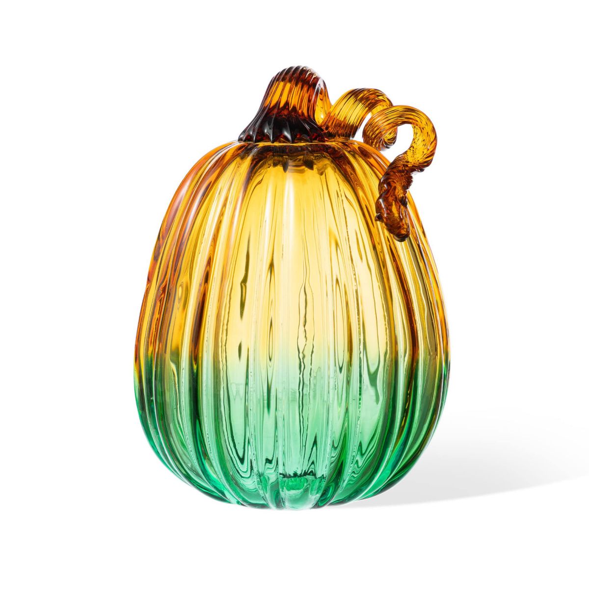 7"H Gradient Turquoise Glass Pumpkin