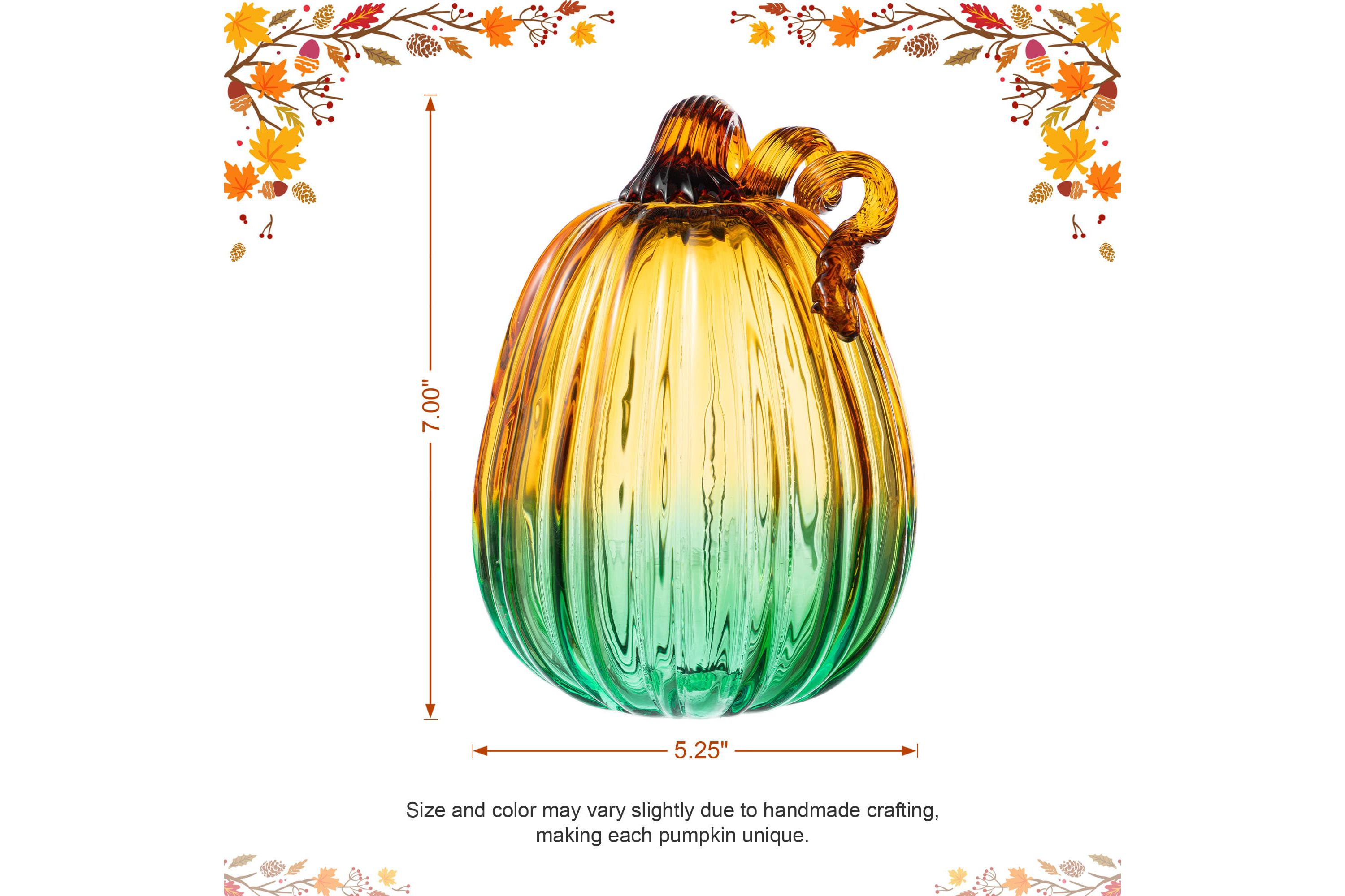 7"H Gradient Turquoise Glass Pumpkin