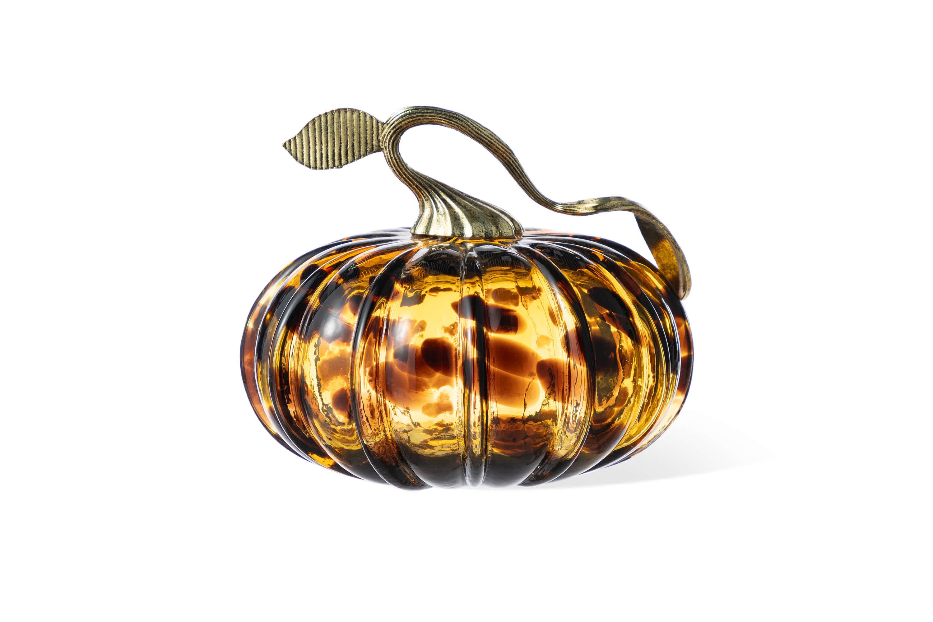 5.50"D Amber Dots Glass Pumpkin
