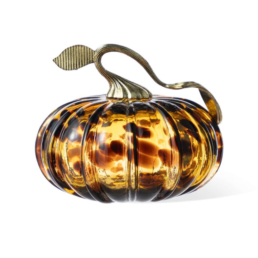5.50"D Amber Dots Glass Pumpkin