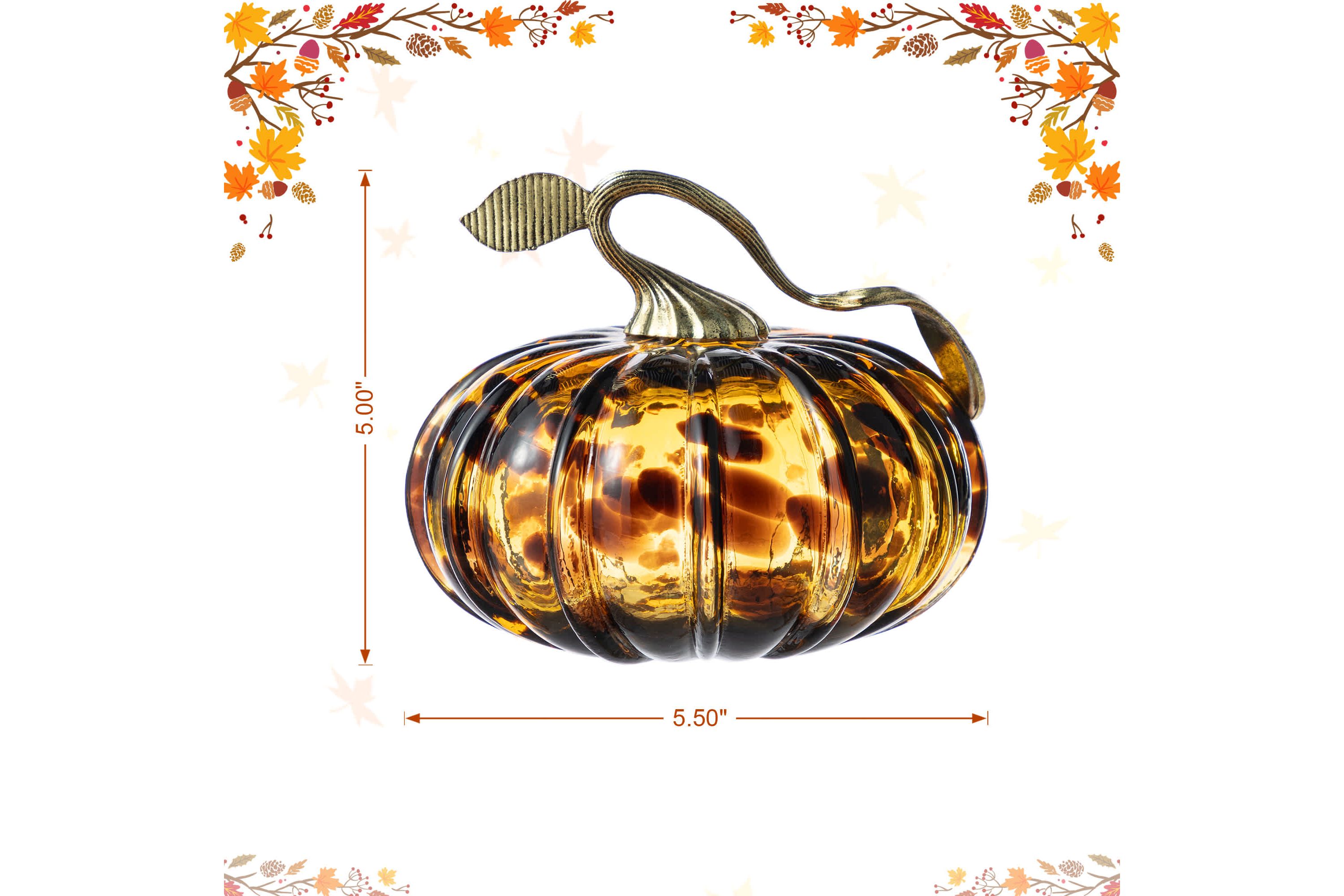 5.50"D Amber Dots Glass Pumpkin