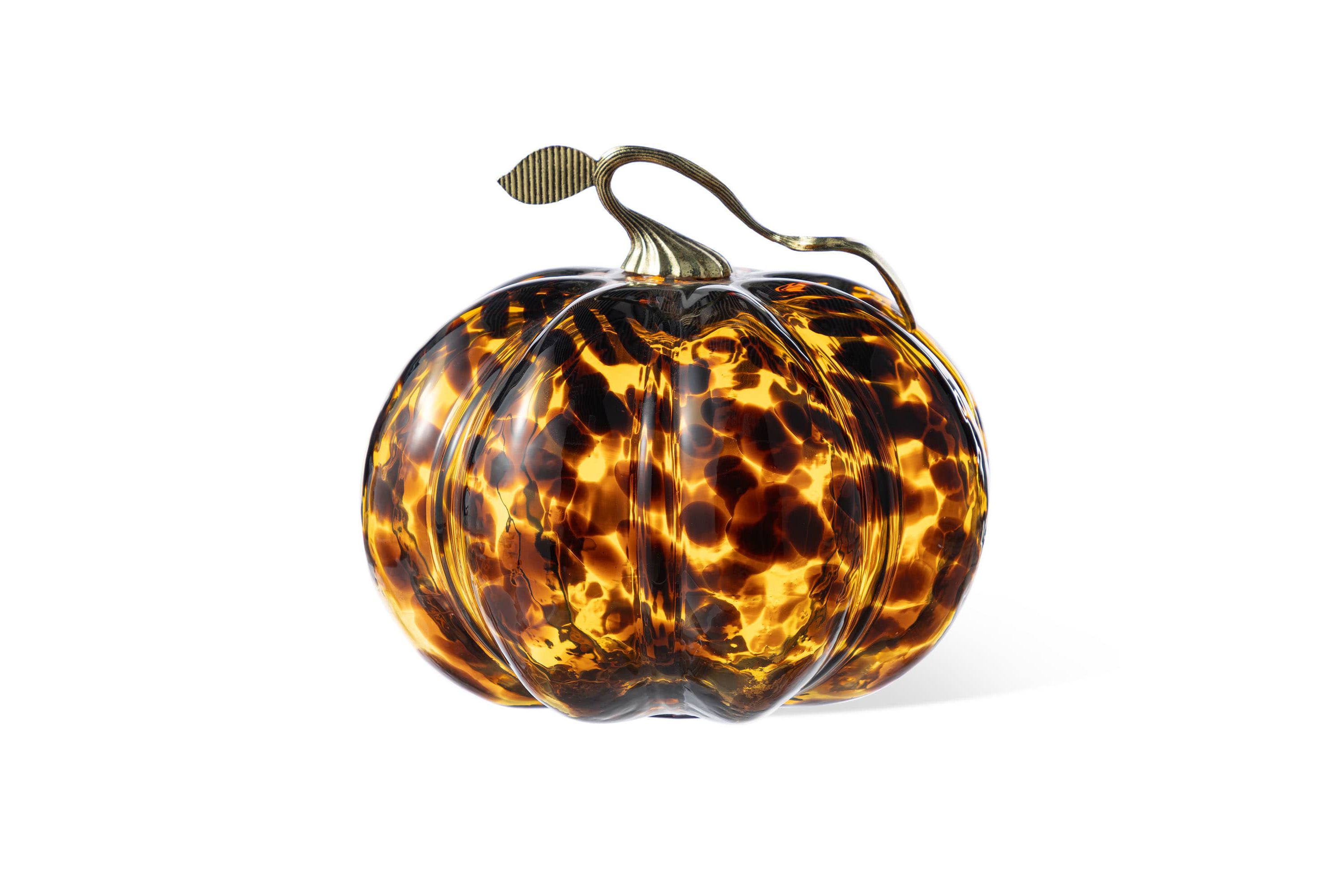 9.5"D Amber Dots Glass Pumpkin