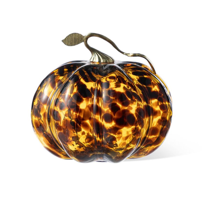 9.5"D Amber Dots Glass Pumpkin