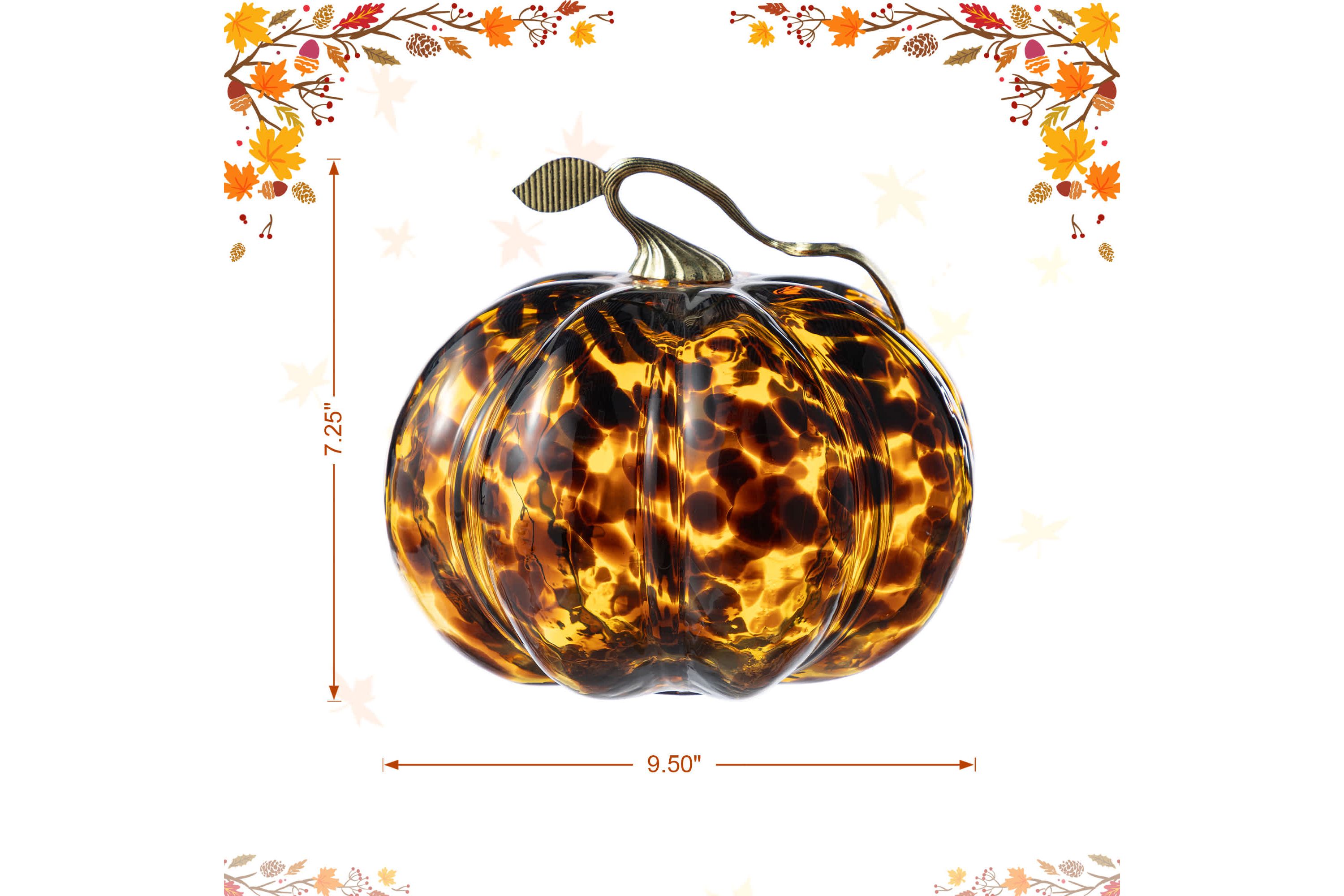 9.5"D Amber Dots Glass Pumpkin