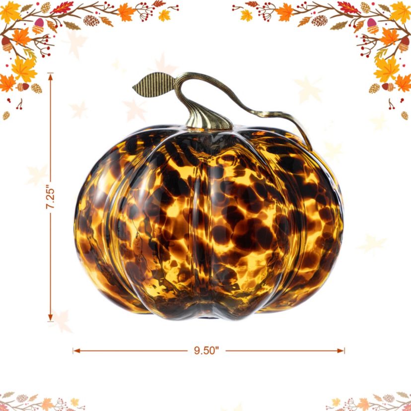 9.5"D Amber Dots Glass Pumpkin