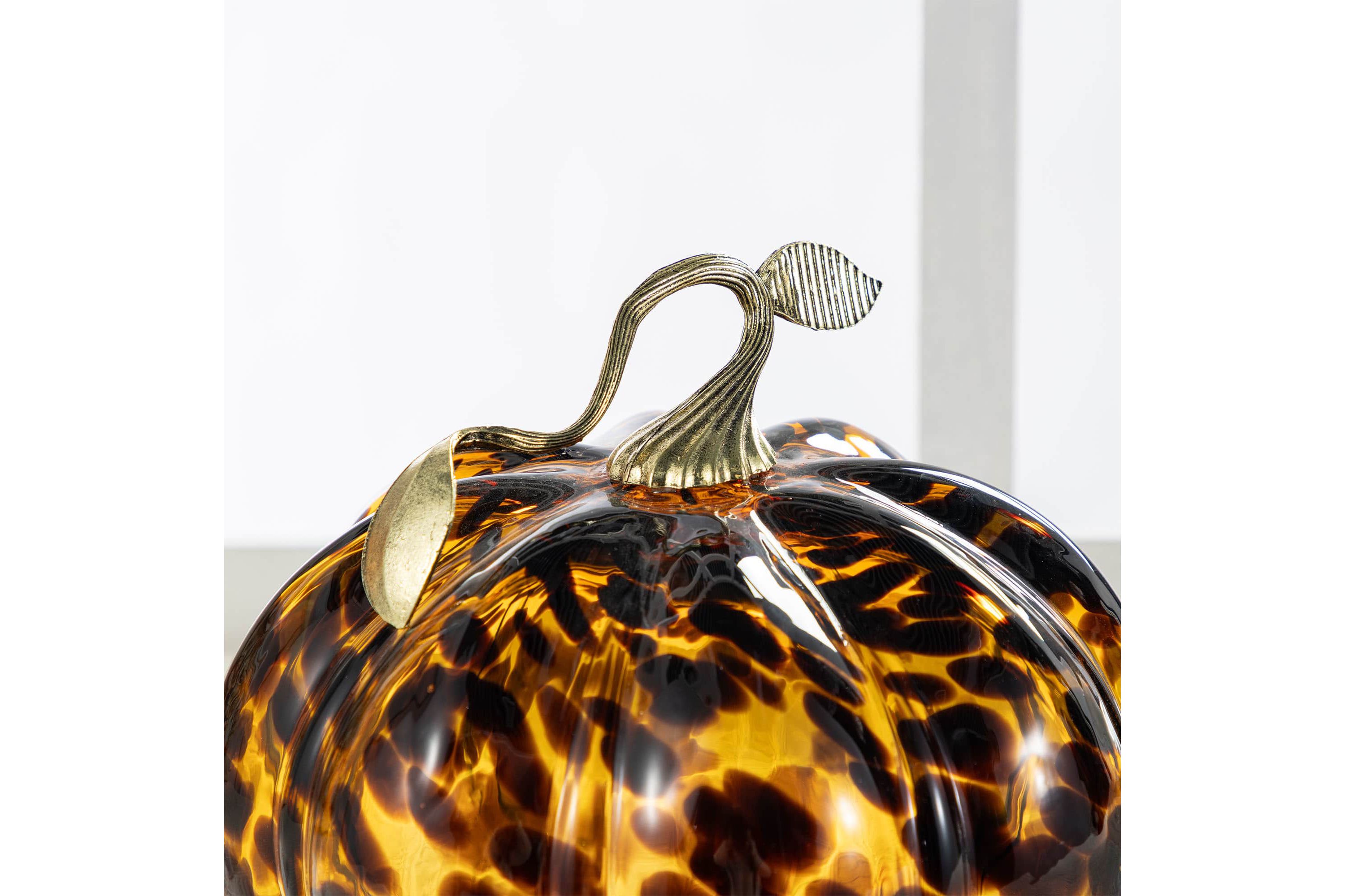 9.5"D Amber Dots Glass Pumpkin