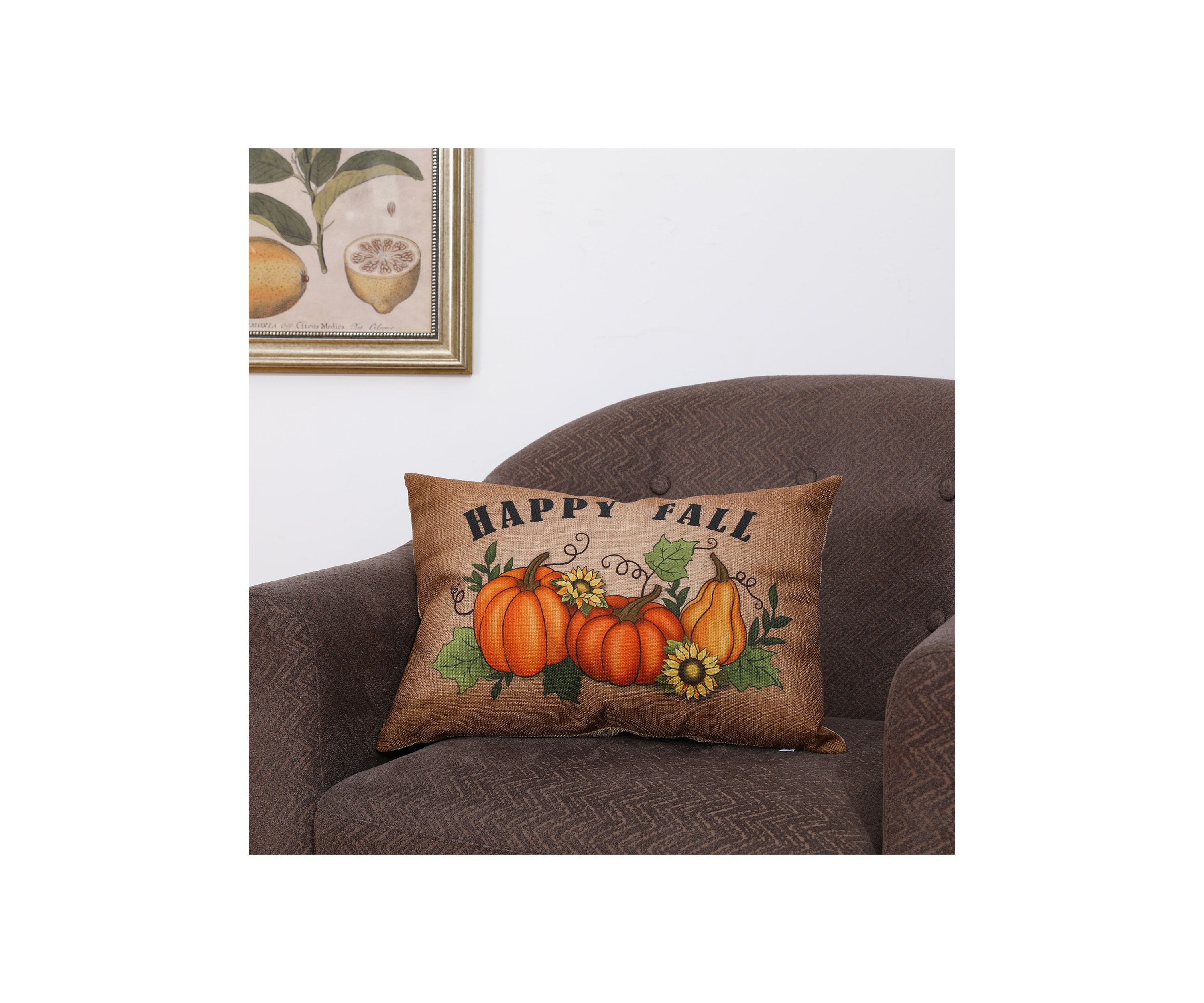 18 Inch Faux Burlap Fall Pumpkin Pillow